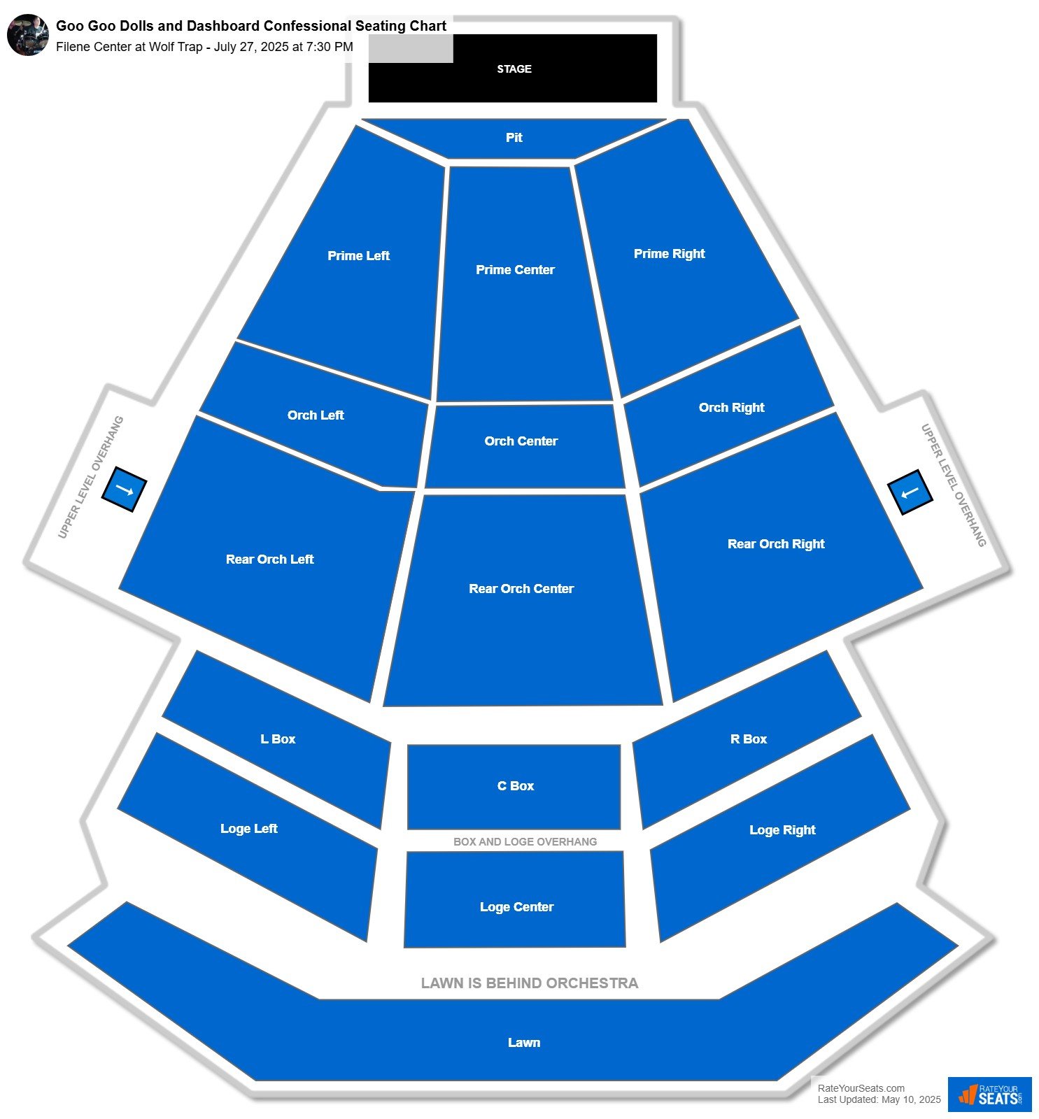Goo Goo Dolls and Dashboard Confessional seating chart Filene Center at Wolf Trap