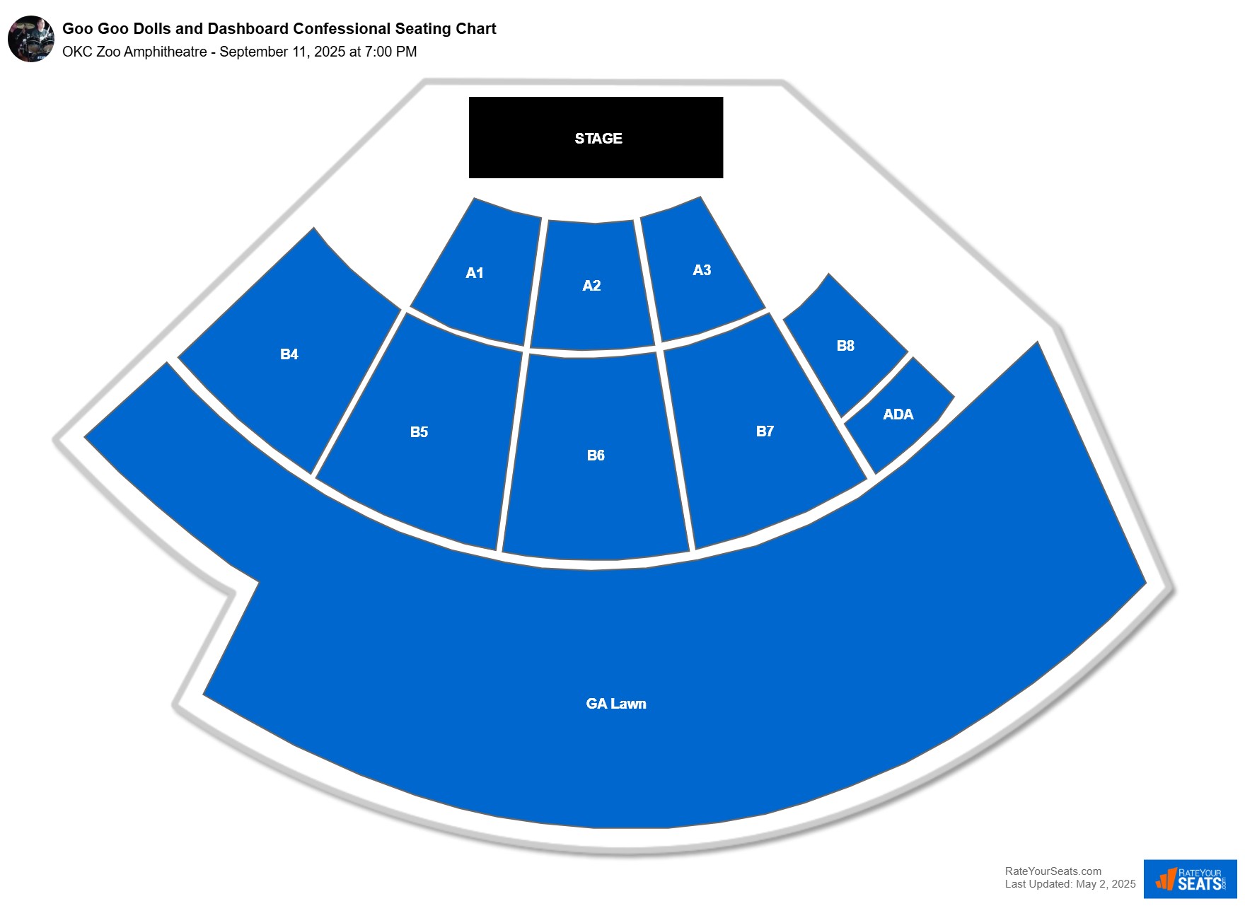 Goo Goo Dolls and Dashboard Confessional seating chart OKC Zoo Amphitheatre
