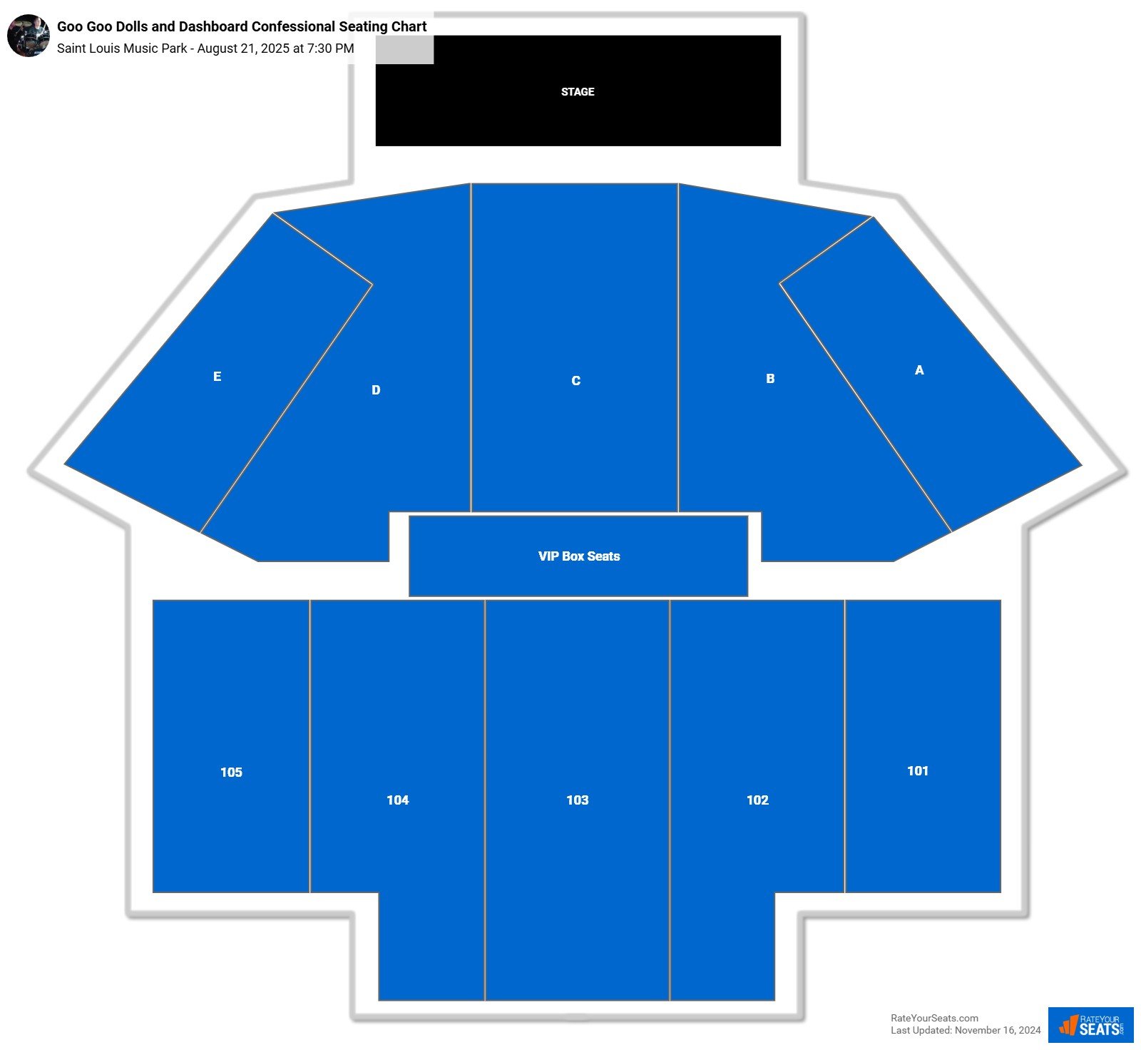 Goo Goo Dolls and Dashboard Confessional seating chart Saint Louis Music Park