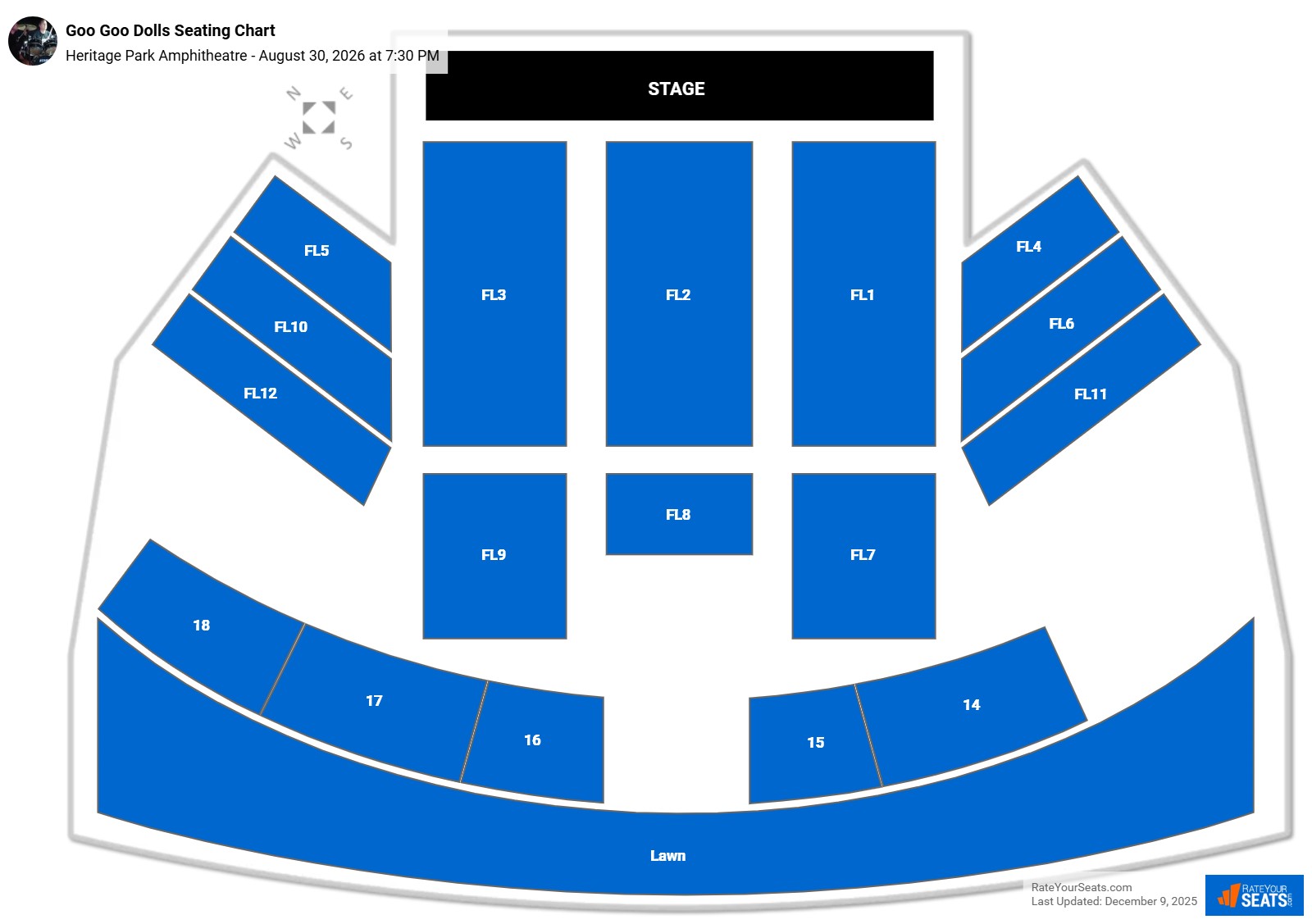 Goo Goo Dolls seating chart Heritage Park Amphitheatre