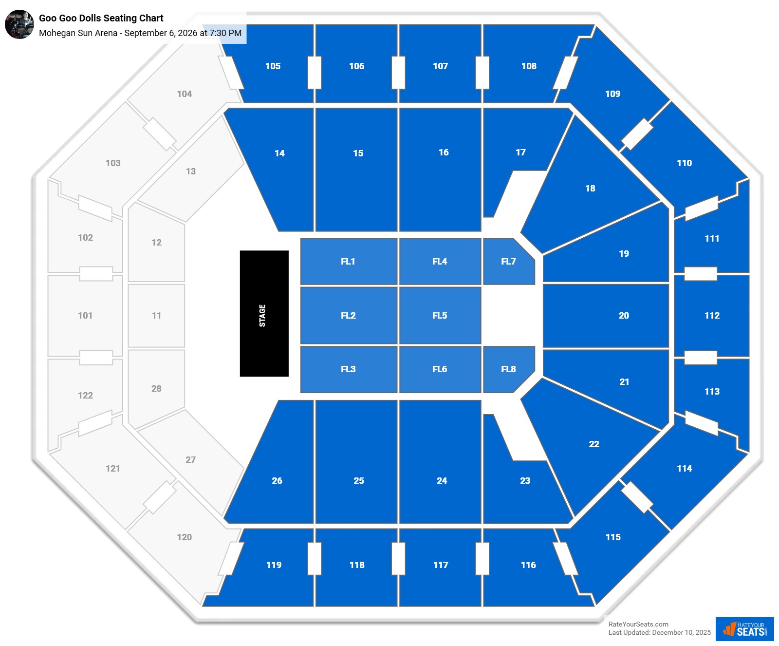 Goo Goo Dolls seating chart Mohegan Sun Arena