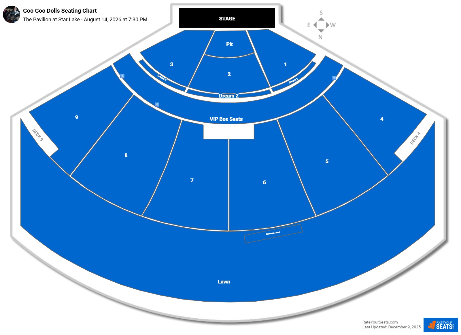 Goo Goo Dolls seating chart The Pavilion at Star Lake