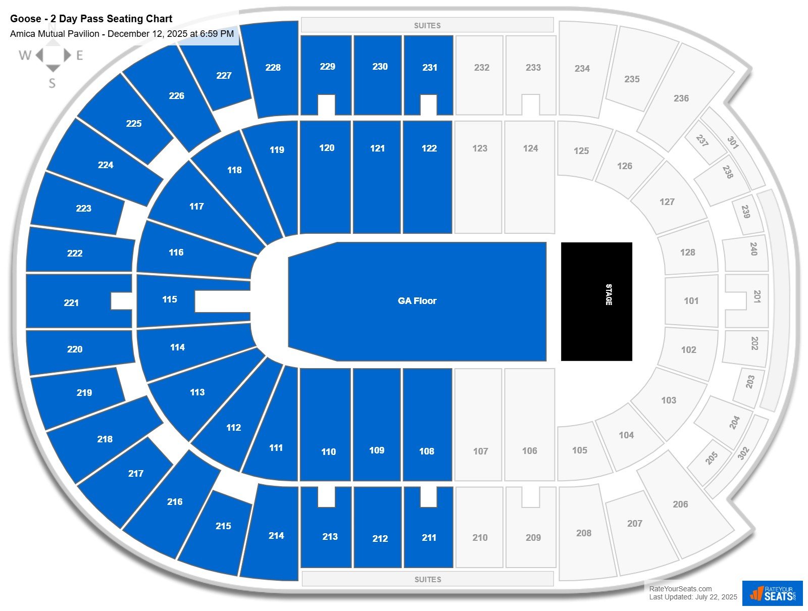 Goose - 2 Day Pass seating chart Amica Mutual Pavilion