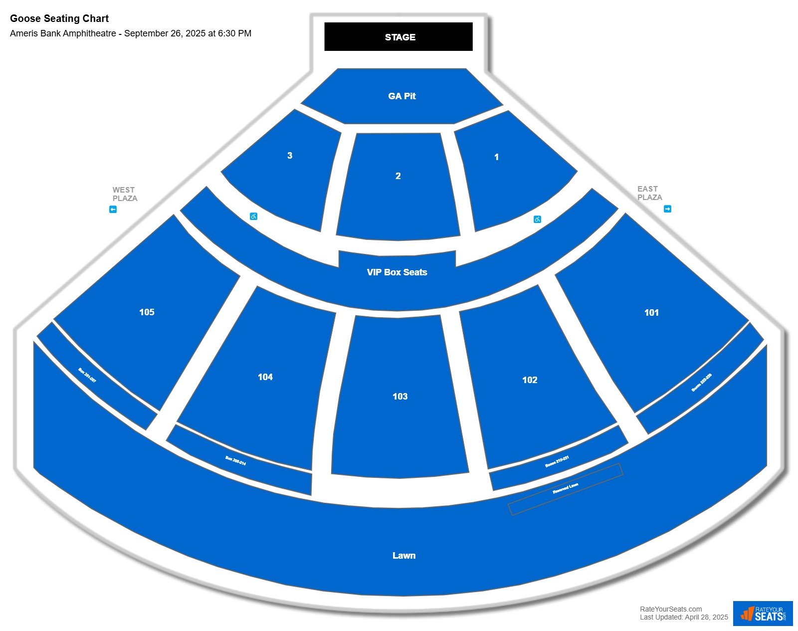 Goose seating chart Ameris Bank Amphitheatre