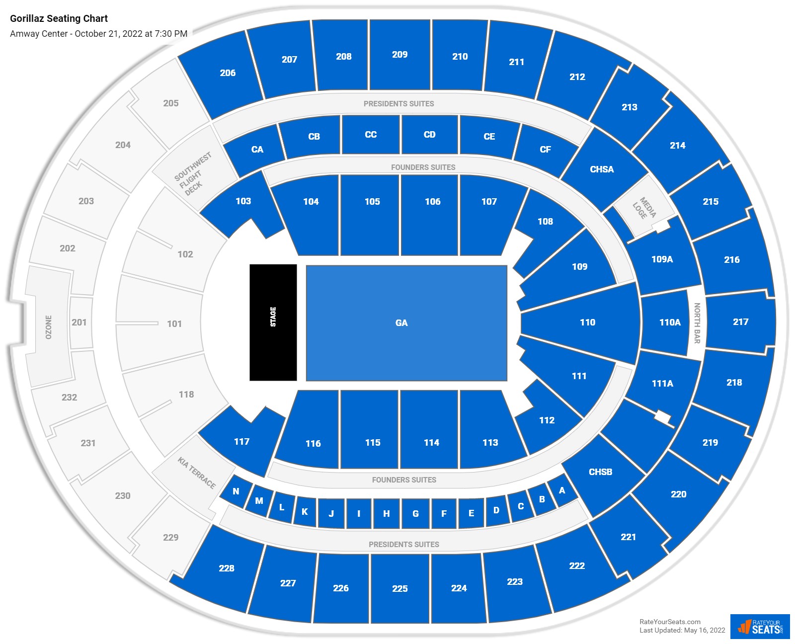 Gorillaz seating chart Amway Center