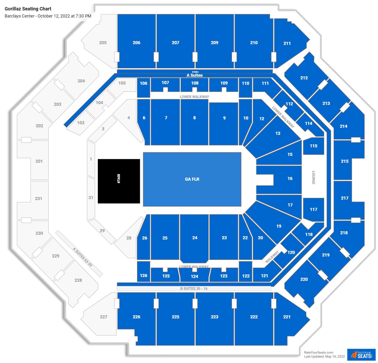 Gorillaz seating chart Barclays Center