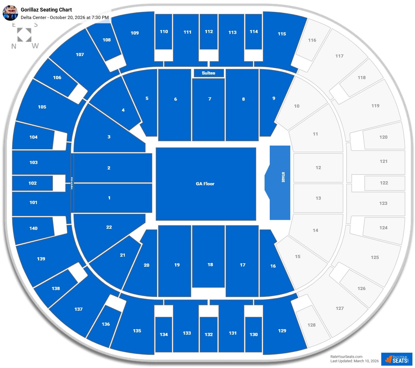 Gorillaz seating chart Delta Center