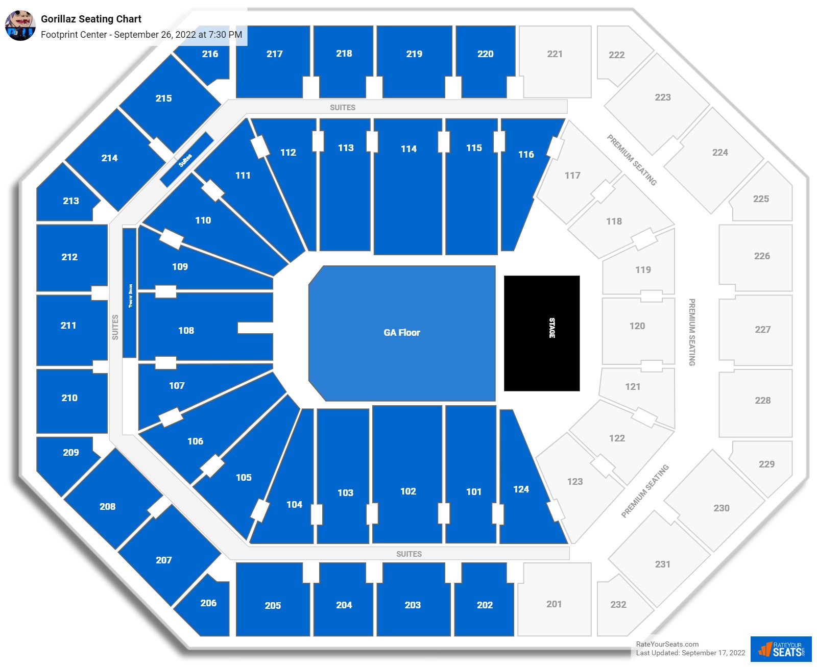 Gorillaz seating chart Footprint Center