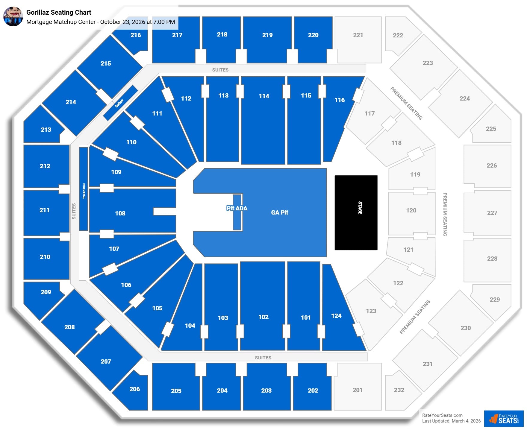 Gorillaz seating chart Mortgage Matchup Center