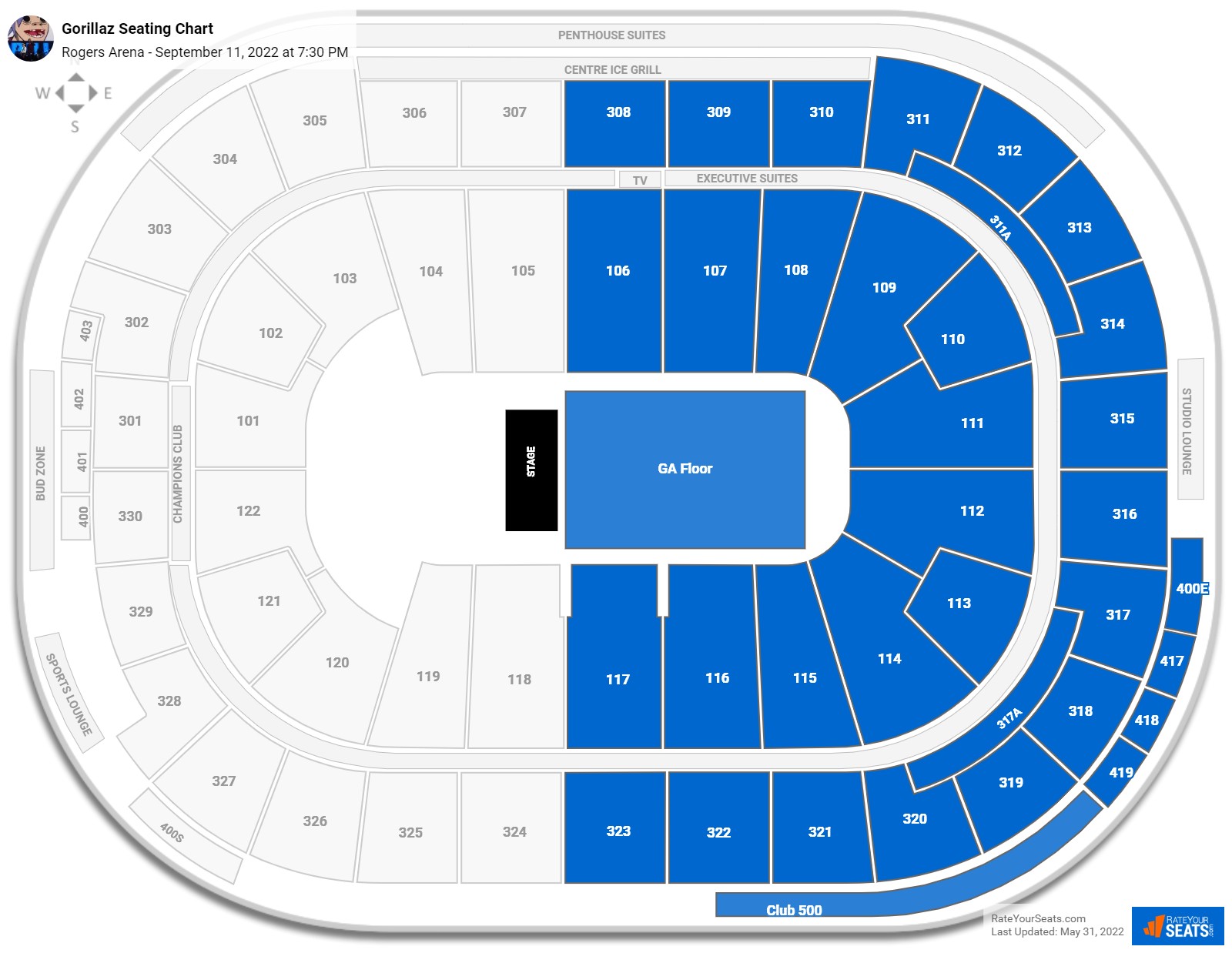Gorillaz seating chart Rogers Arena