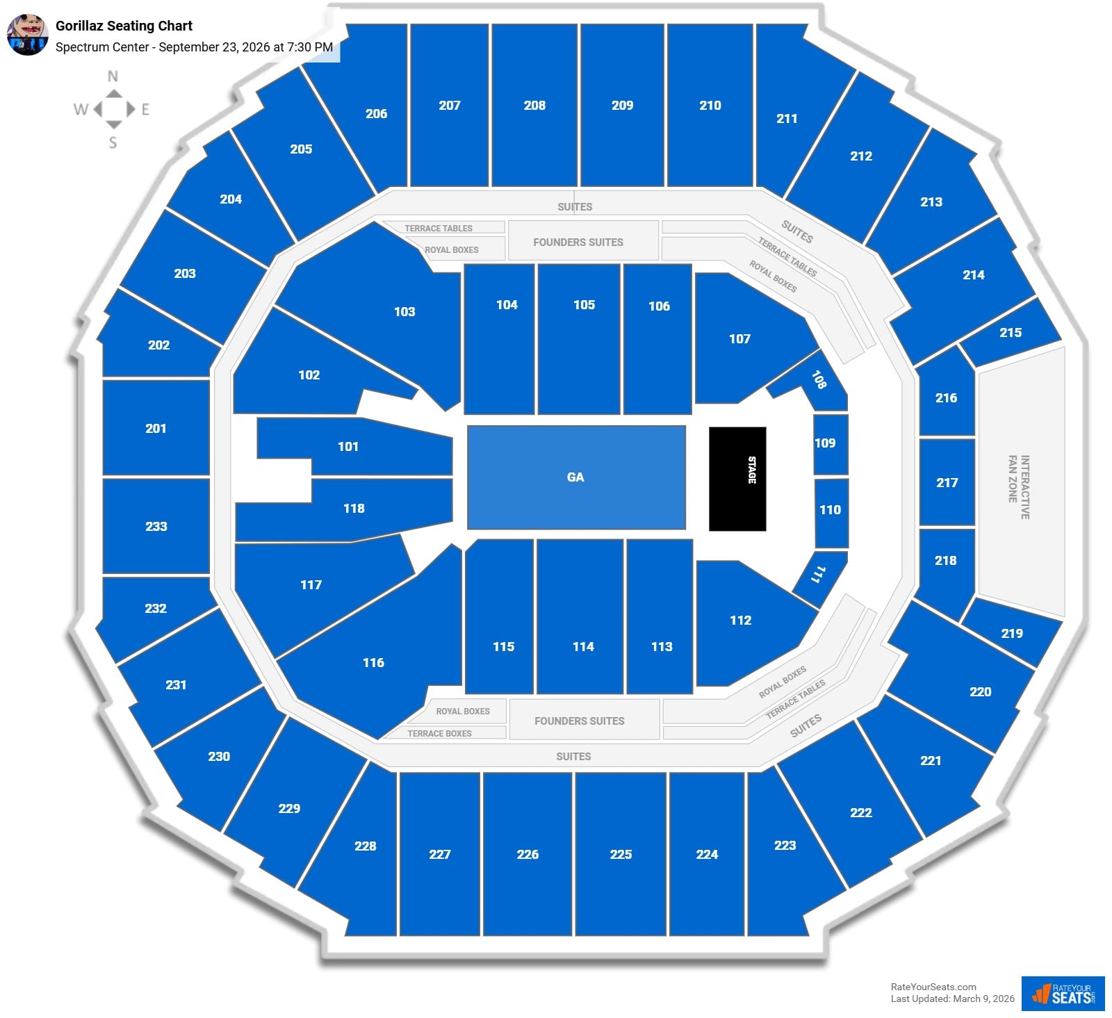 Gorillaz seating chart Spectrum Center