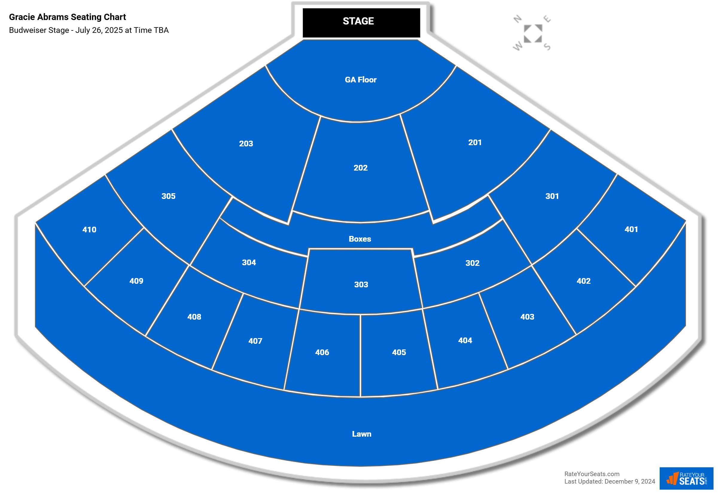 Gracie Abrams seating chart Budweiser Stage