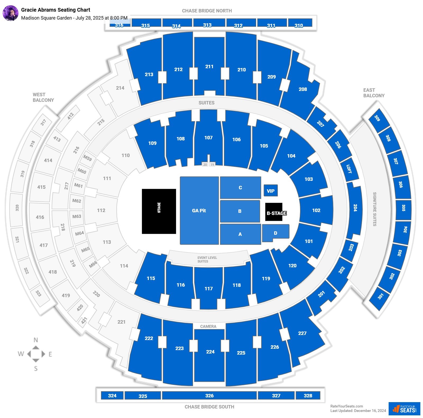 Gracie Abrams seating chart Madison Square Garden