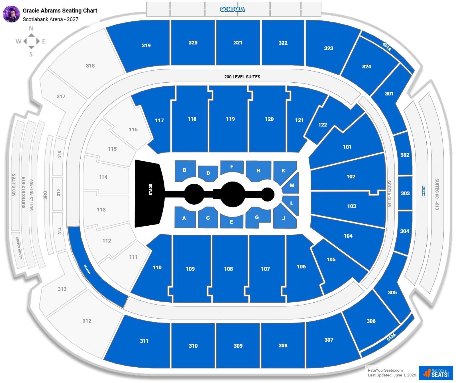 Gracie Abrams Seating Chart at Scotiabank Arena