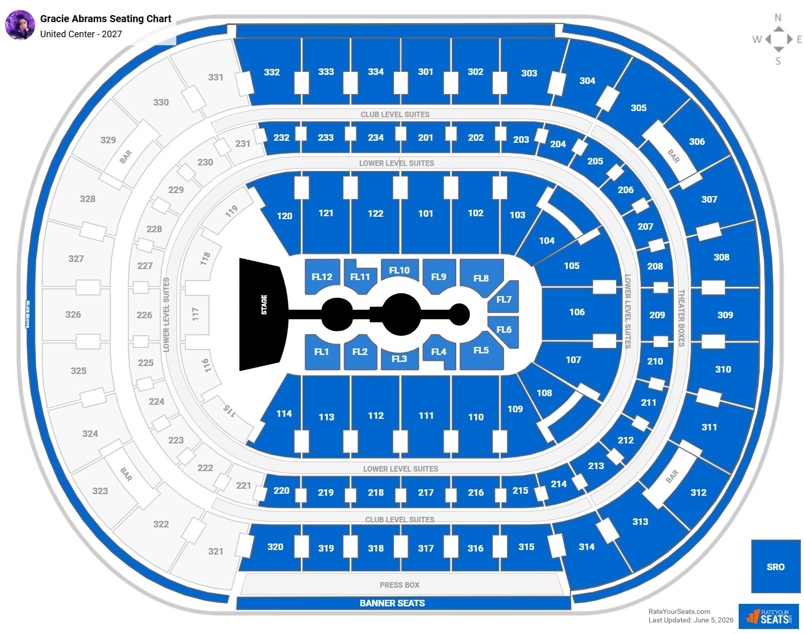 Gracie Abrams Seating Chart at United Center