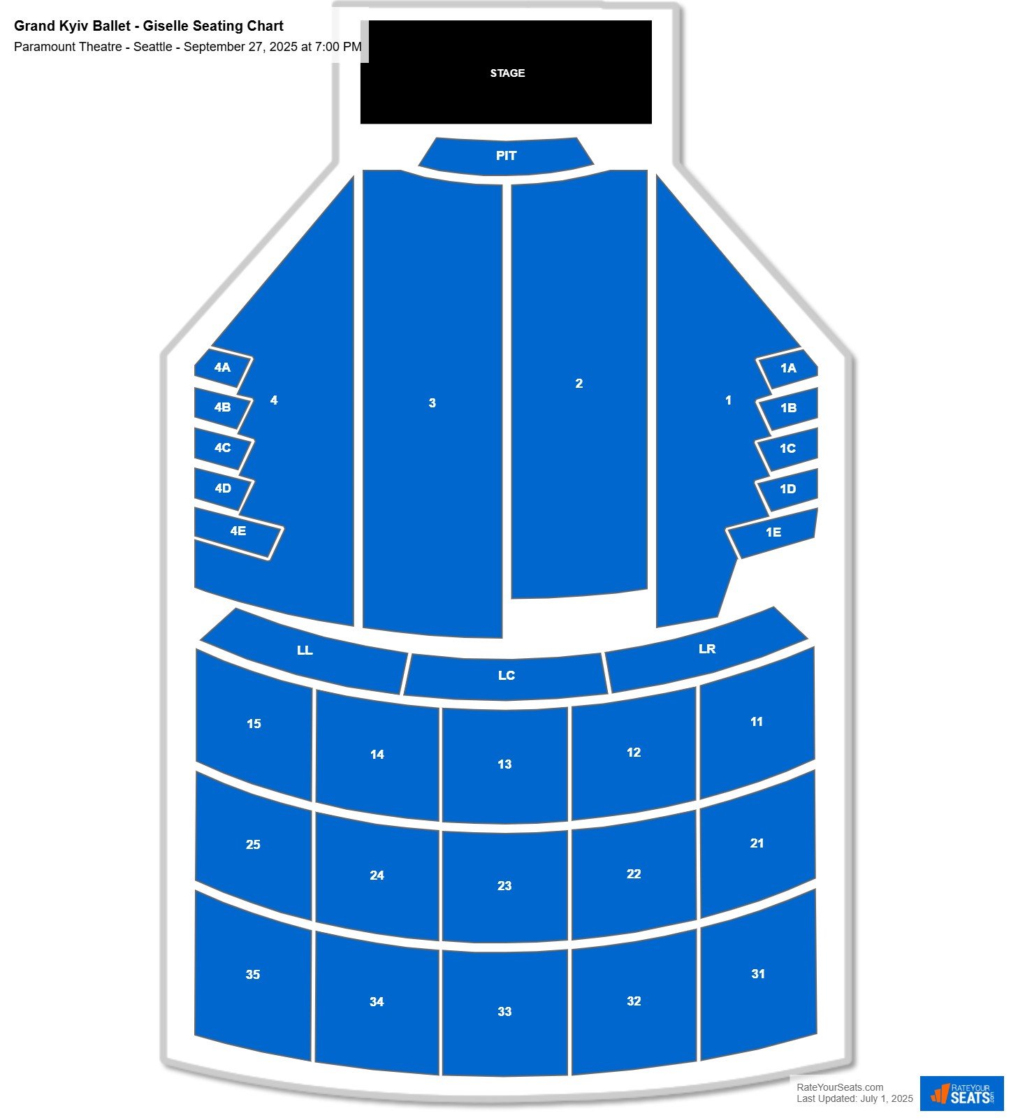 Grand Kyiv Ballet - Giselle seating chart Paramount Theatre - Seattle