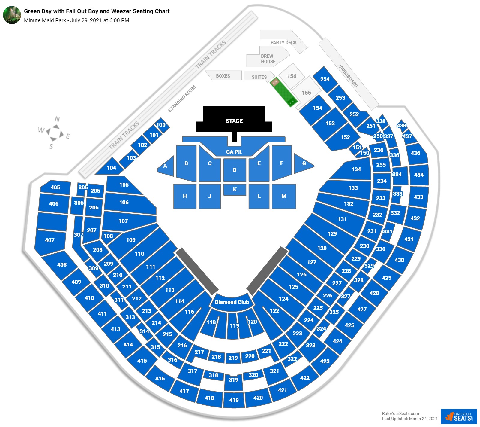 Green Day with Fall Out Boy and Weezer seating chart Minute Maid Park