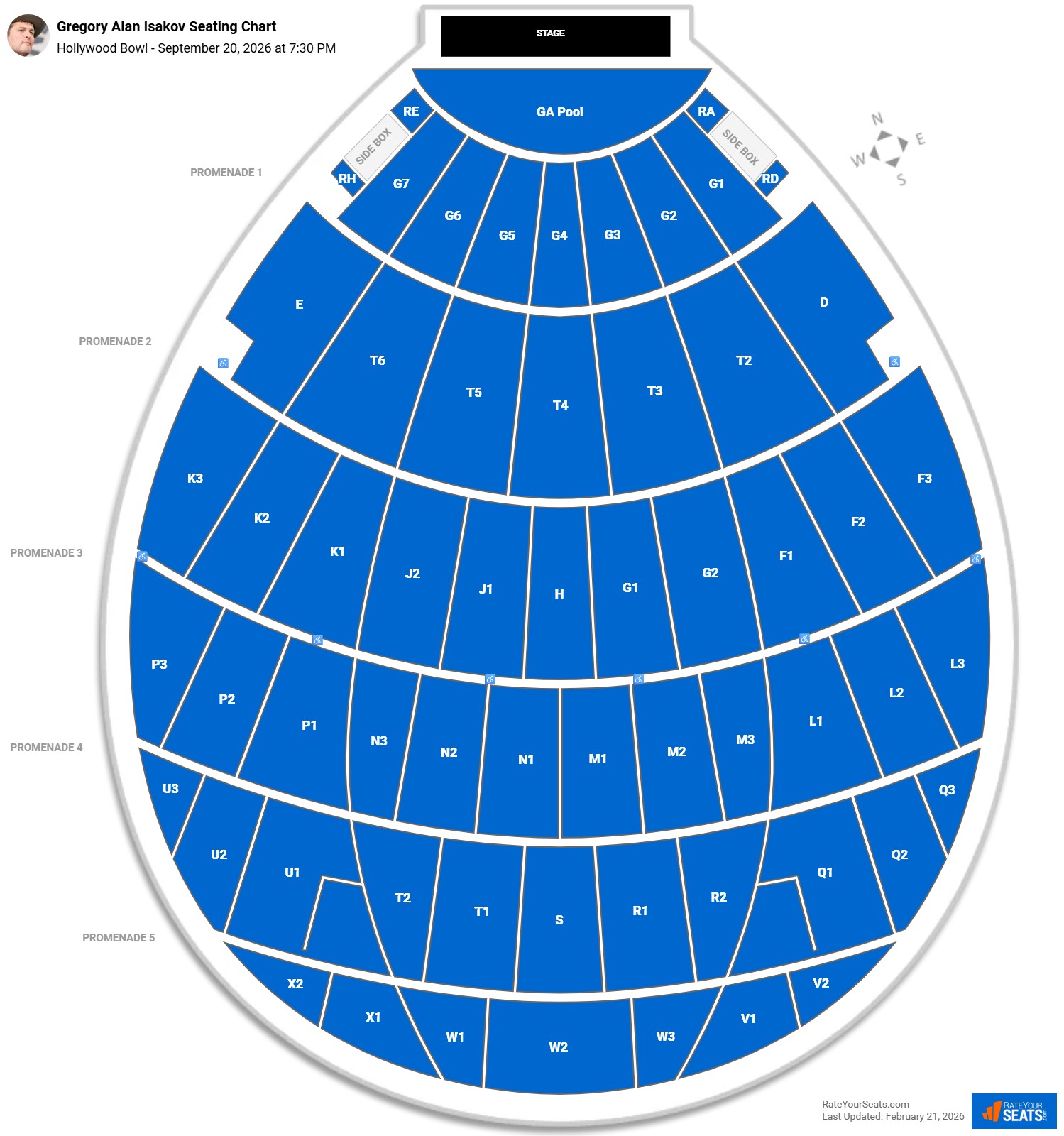 Gregory Alan Isakov seating chart Hollywood Bowl