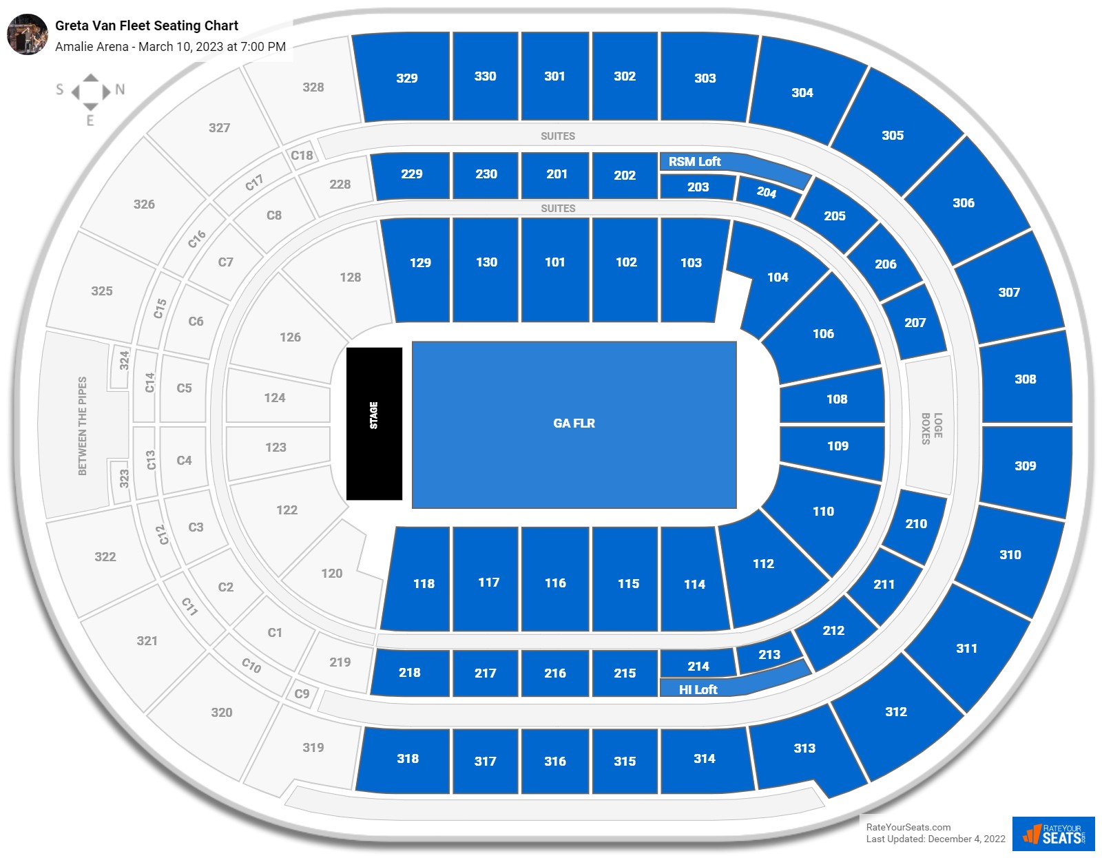 Greta Van Fleet seating chart Amalie Arena