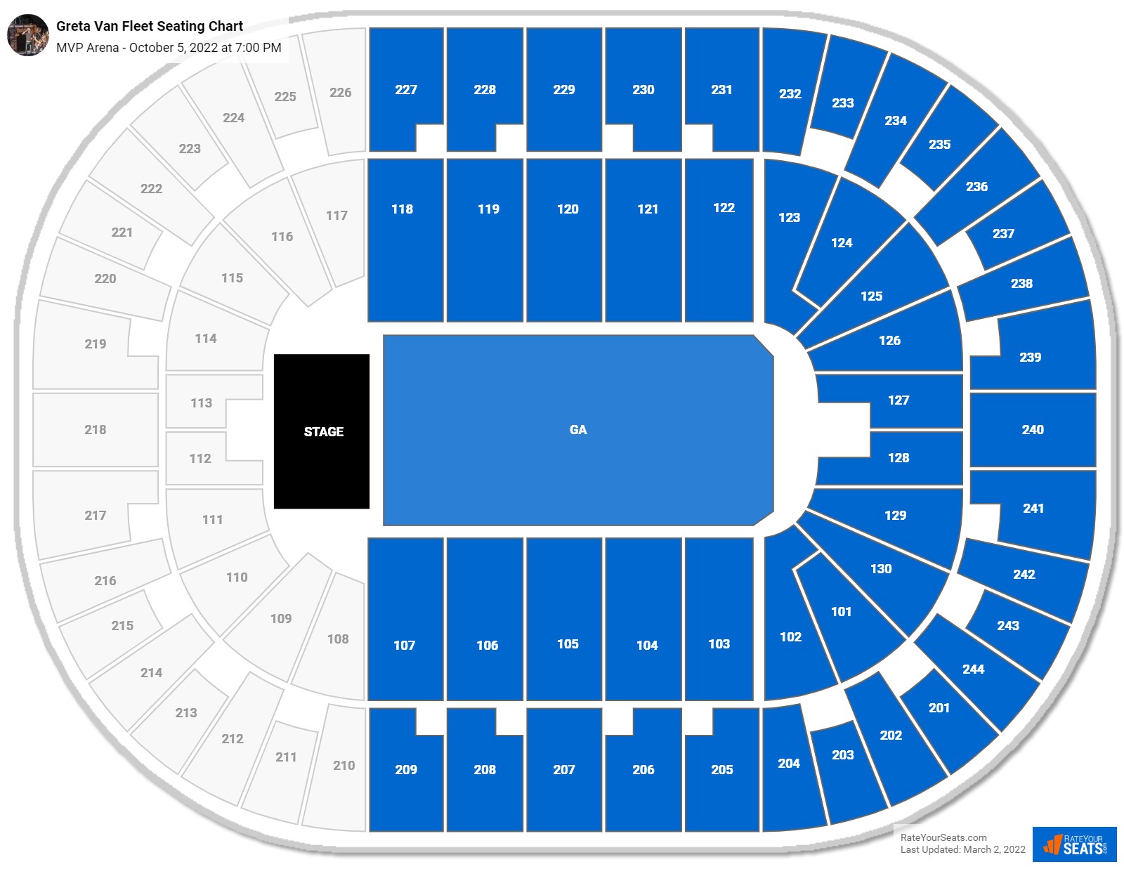 Greta Van Fleet seating chart MVP Arena