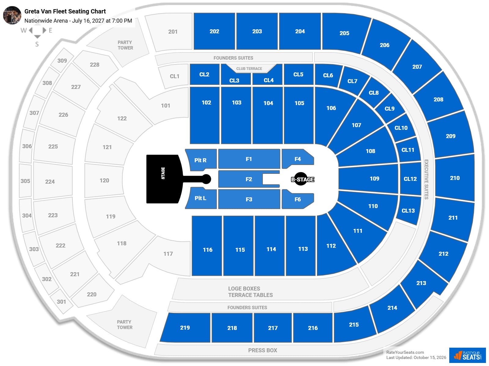 Greta Van Fleet Seating Chart at Nationwide Arena