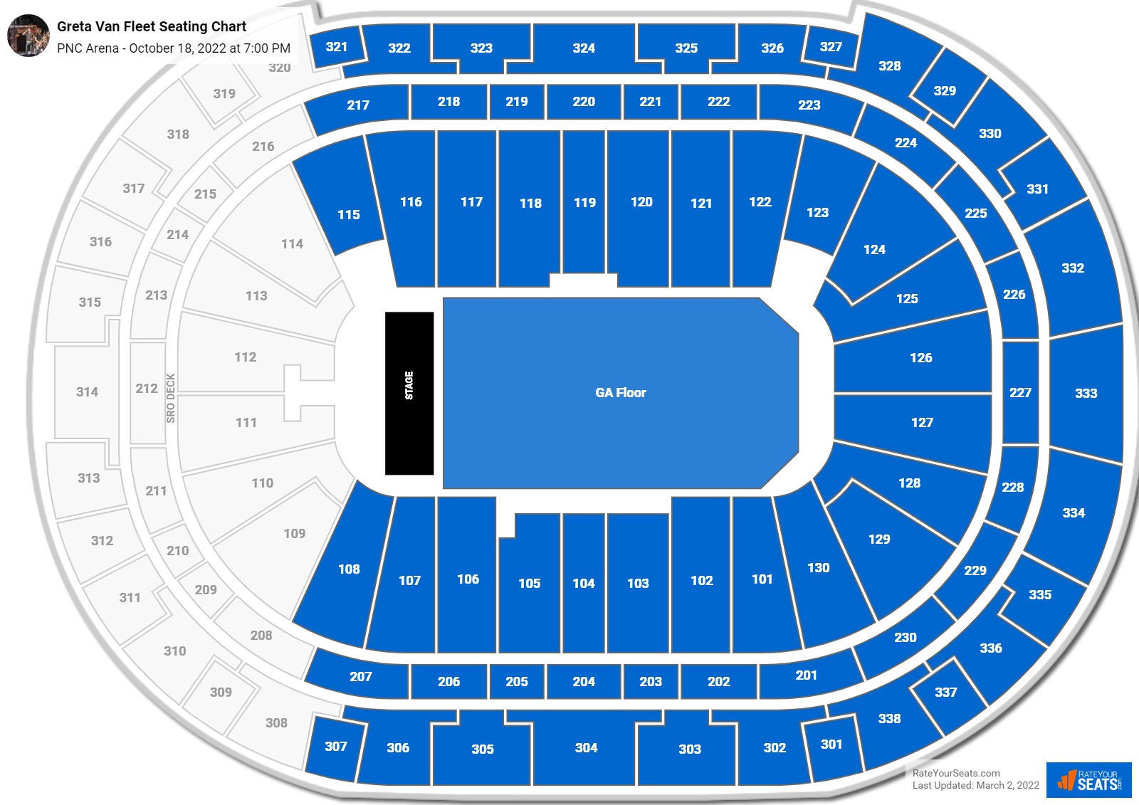 Greta Van Fleet seating chart PNC Arena