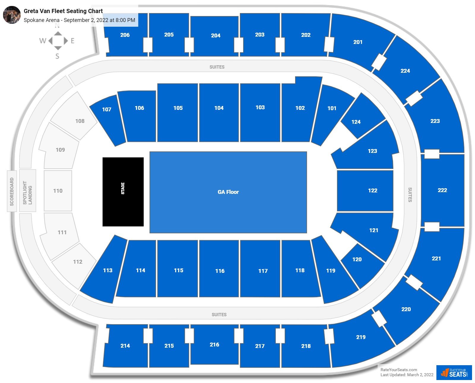 Greta Van Fleet seating chart Spokane Arena