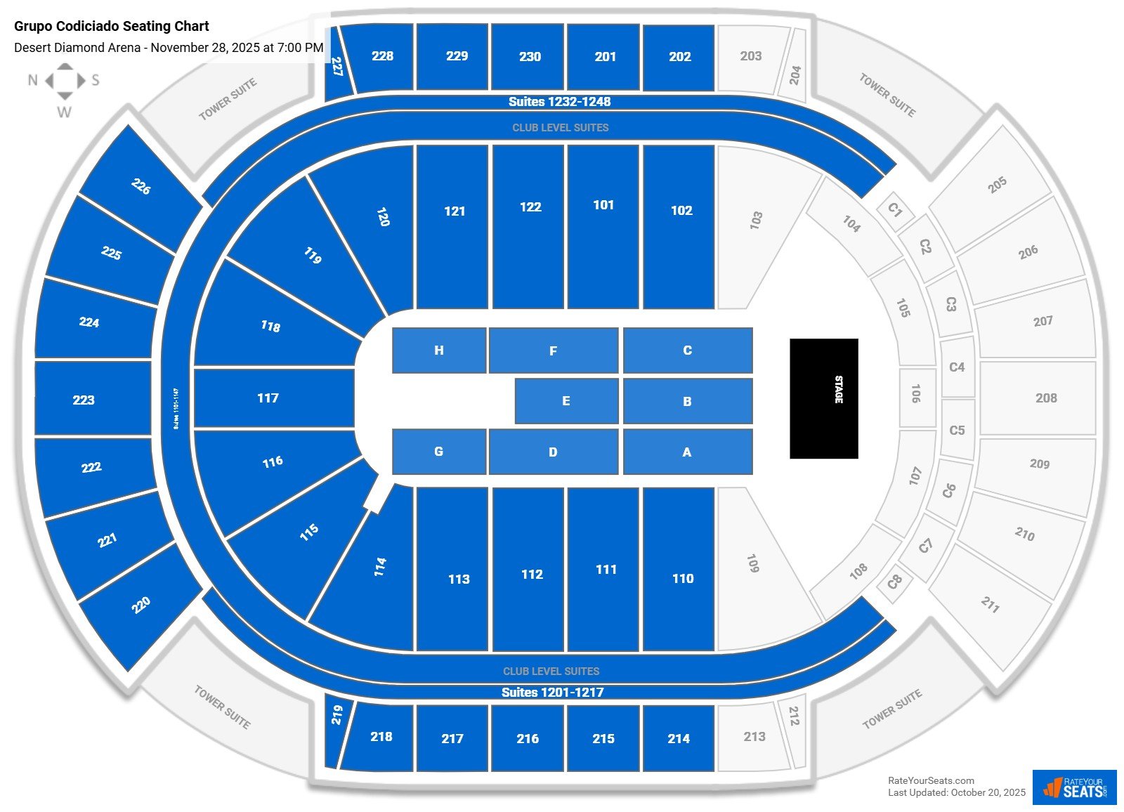 Grupo Codiciado seating chart Desert Diamond Arena
