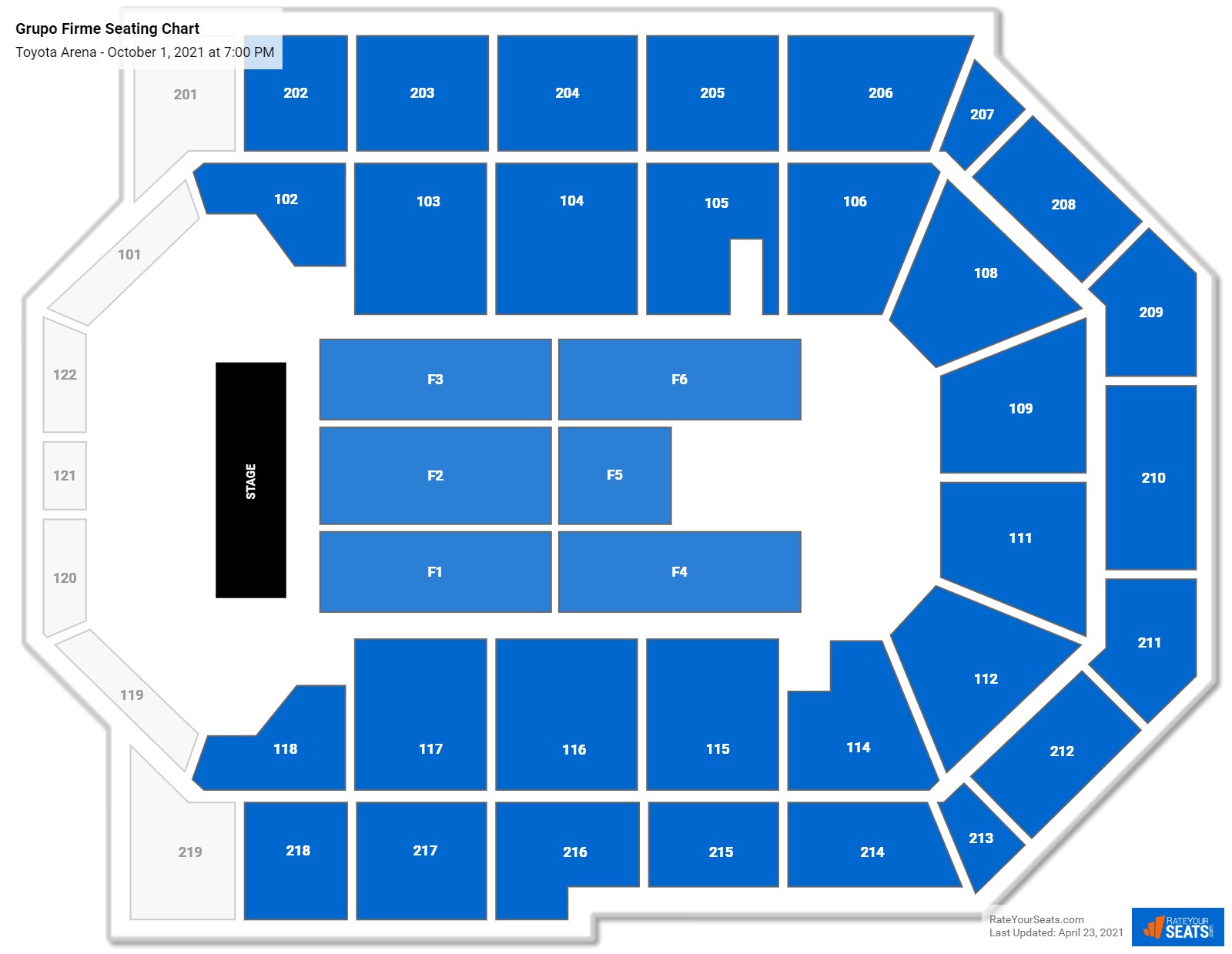 Grupo Firme seating chart Toyota Arena