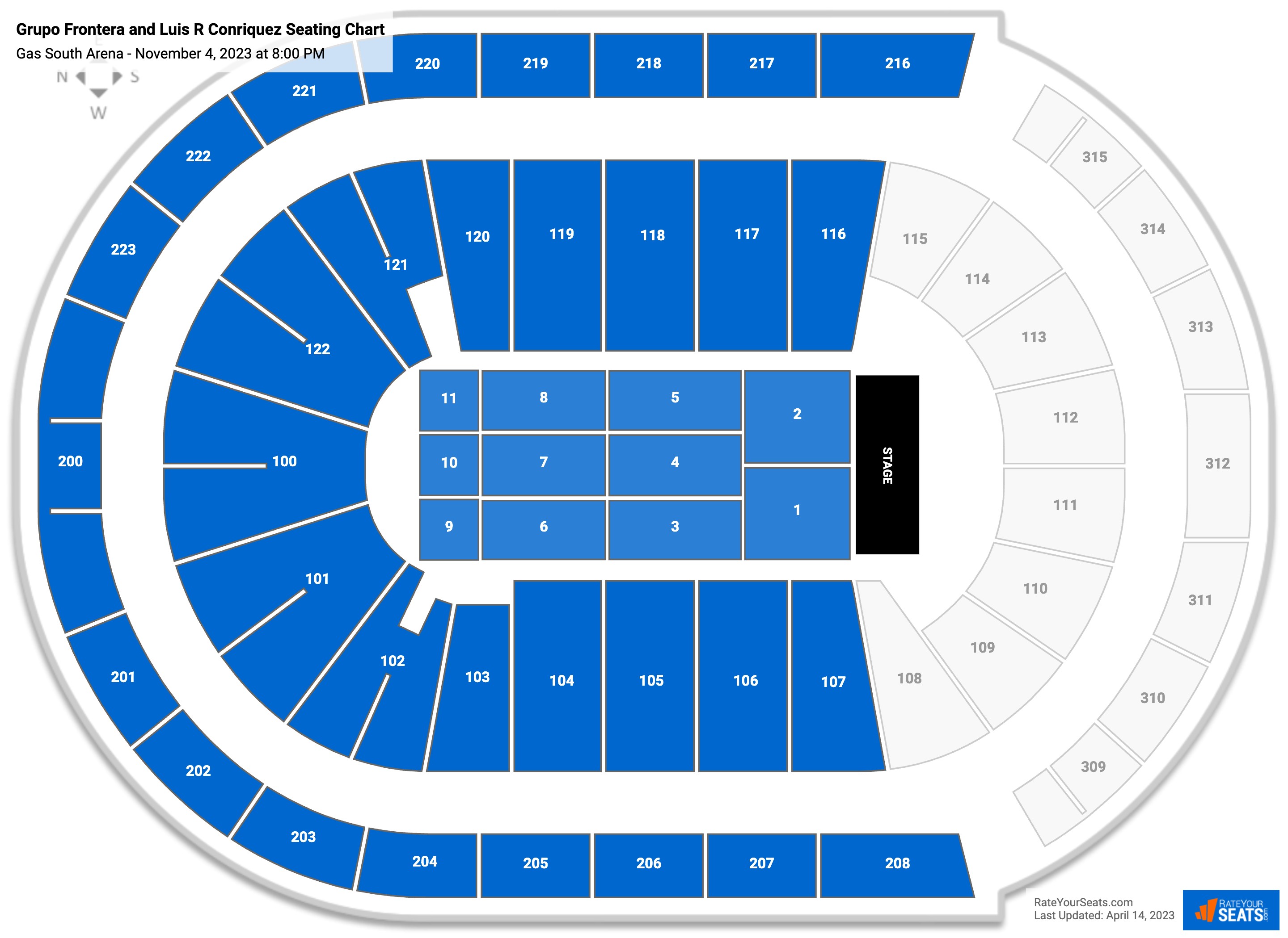 Grupo Frontera and Luis R Conriquez seating chart Gas South Arena