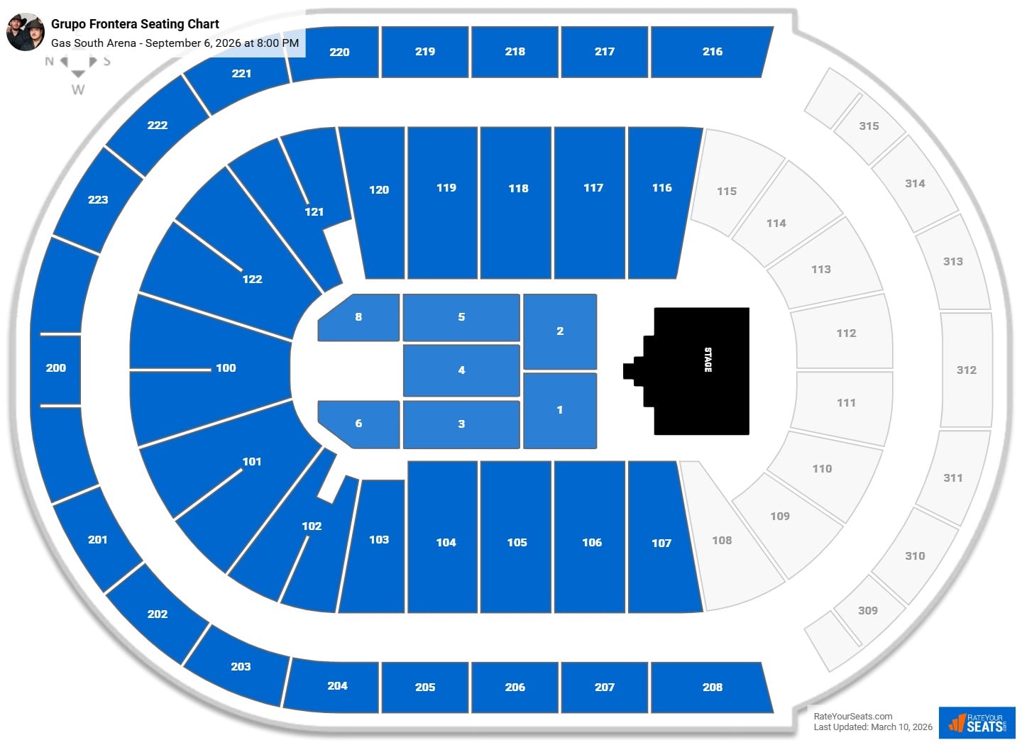 Grupo Frontera seating chart Gas South Arena