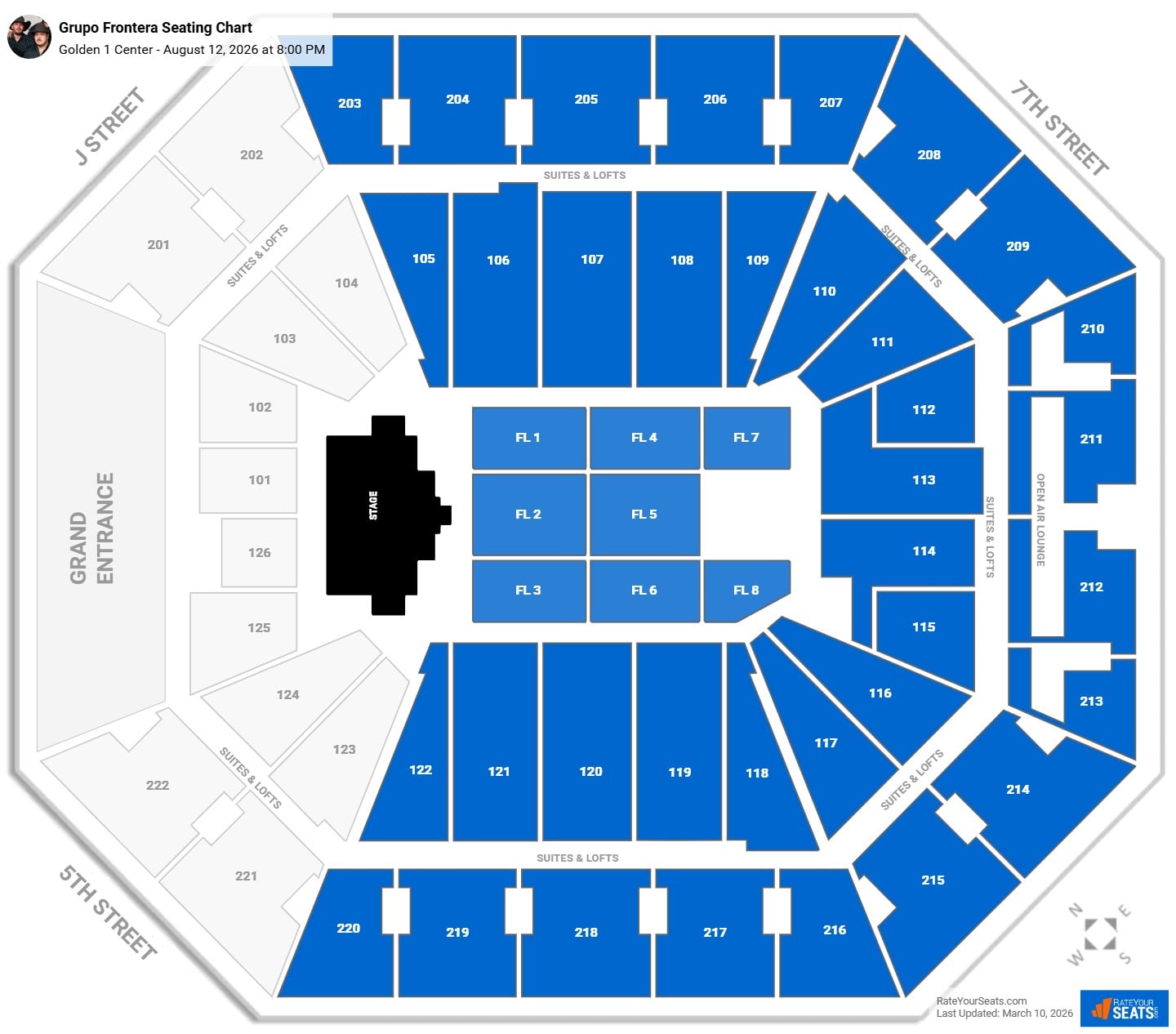 Grupo Frontera seating chart Golden 1 Center