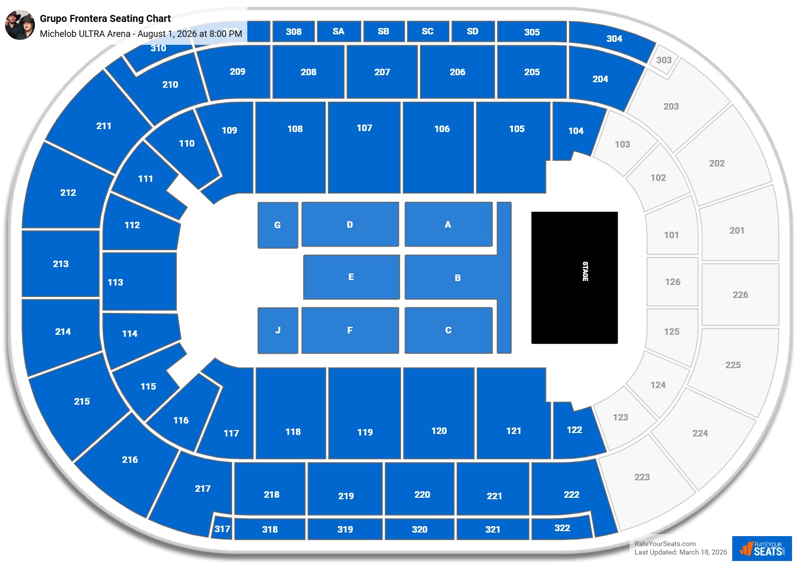 Grupo Frontera seating chart Michelob ULTRA Arena
