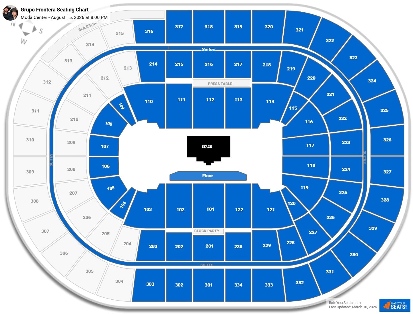 Grupo Frontera seating chart Moda Center