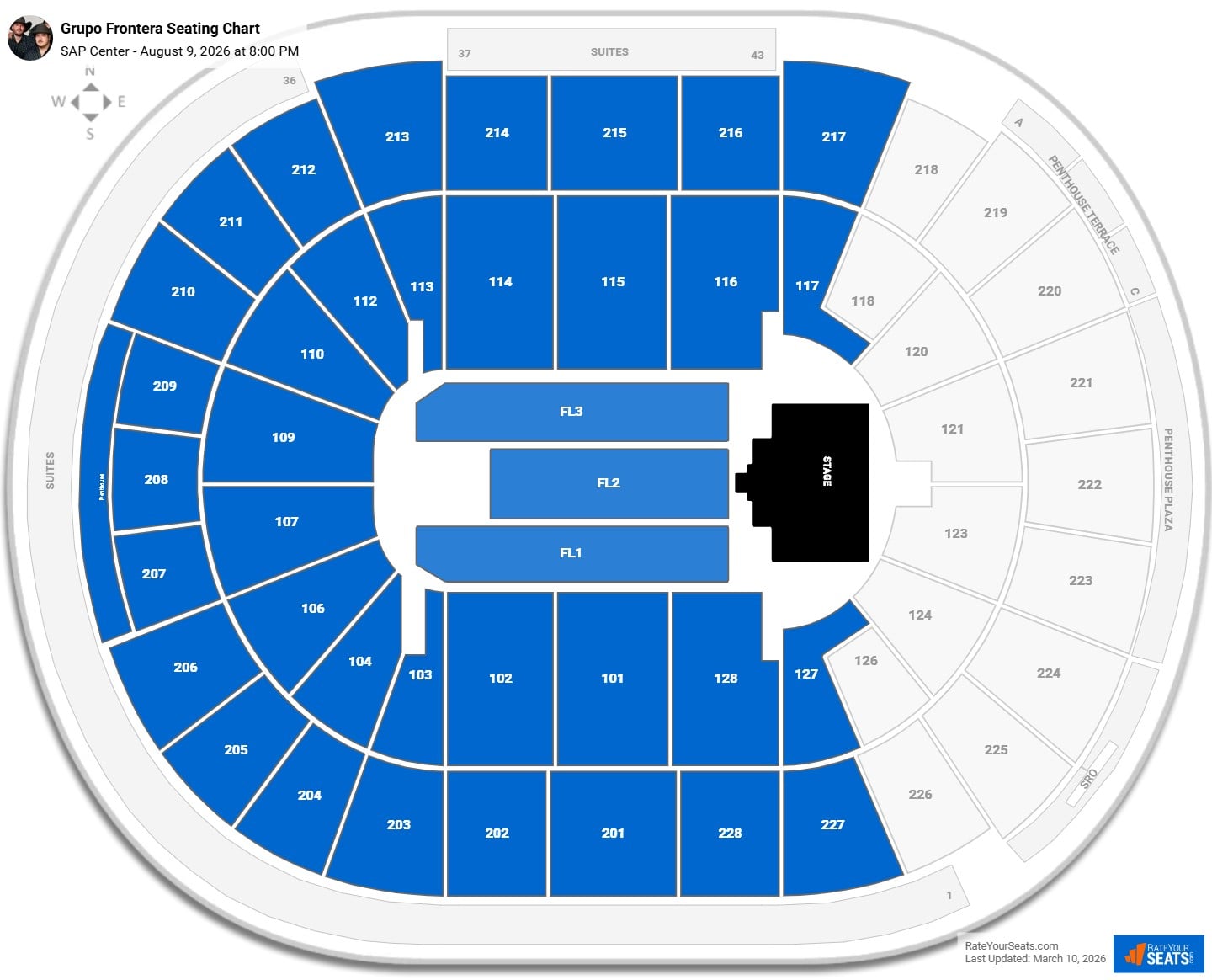 Grupo Frontera seating chart SAP Center