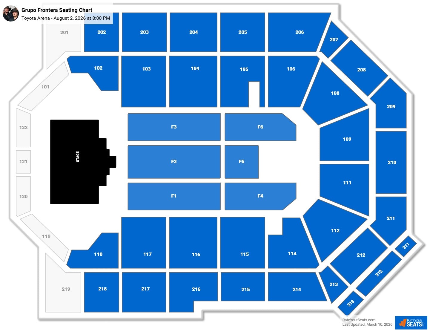 Grupo Frontera seating chart Toyota Arena