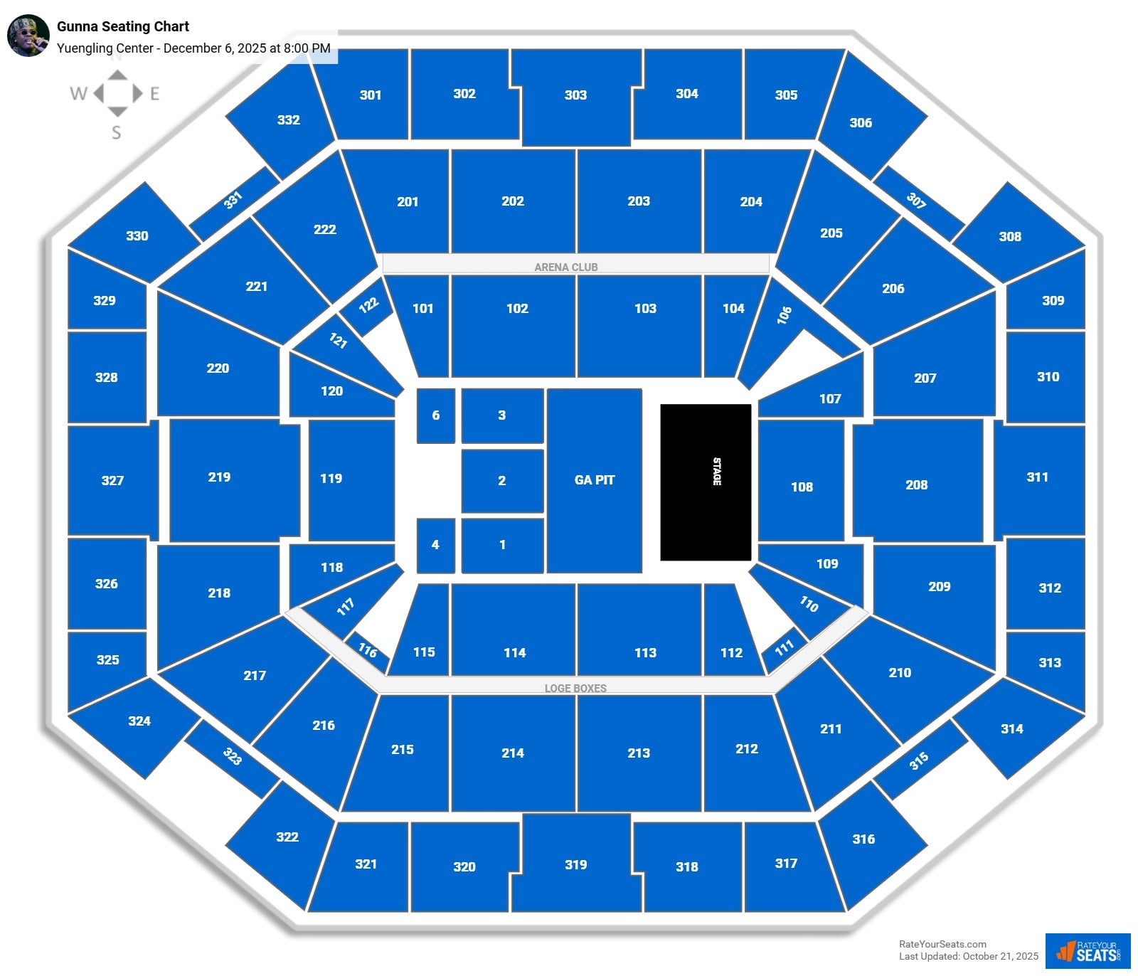 Gunna seating chart Yuengling Center
