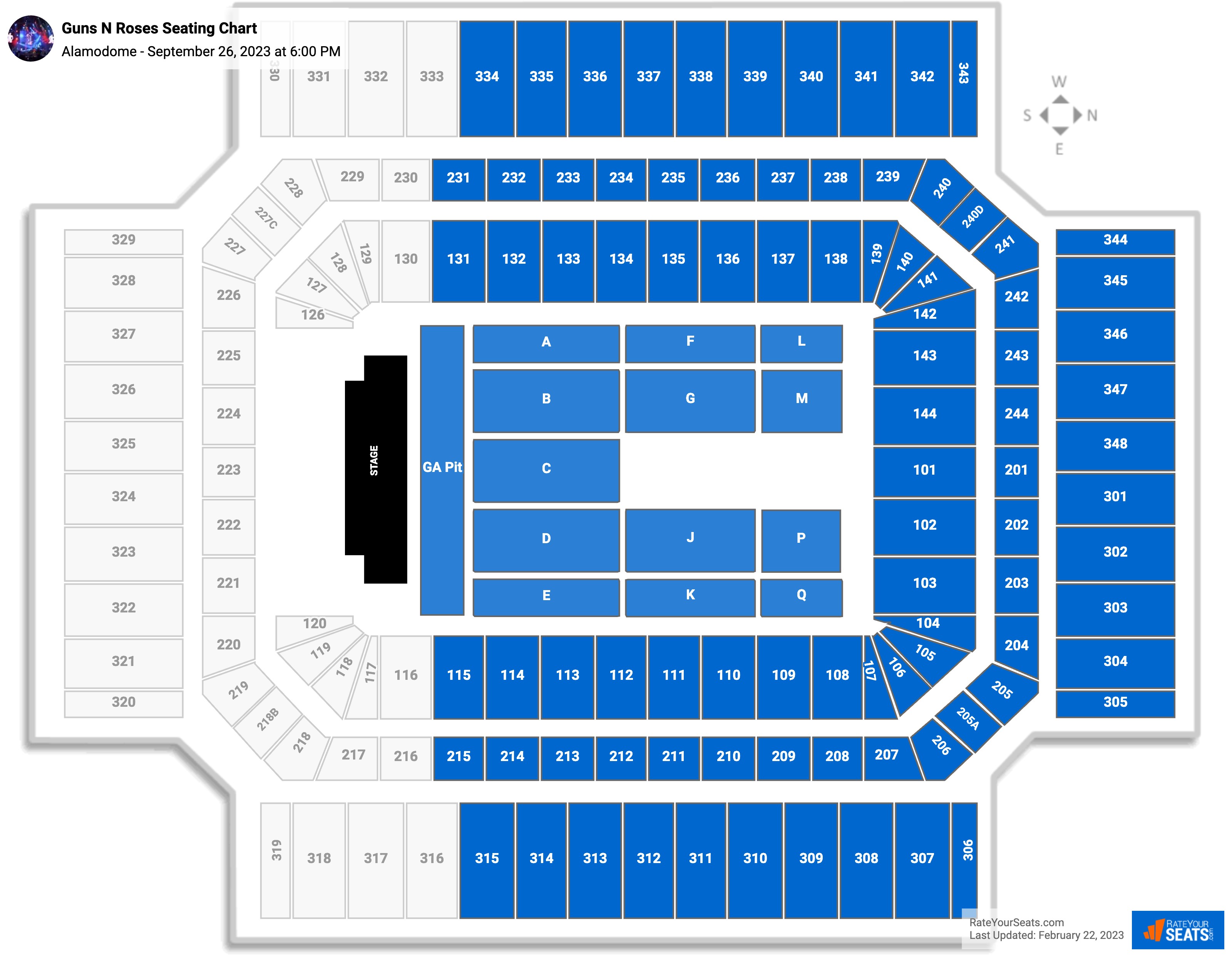 Guns N Roses seating chart Alamodome