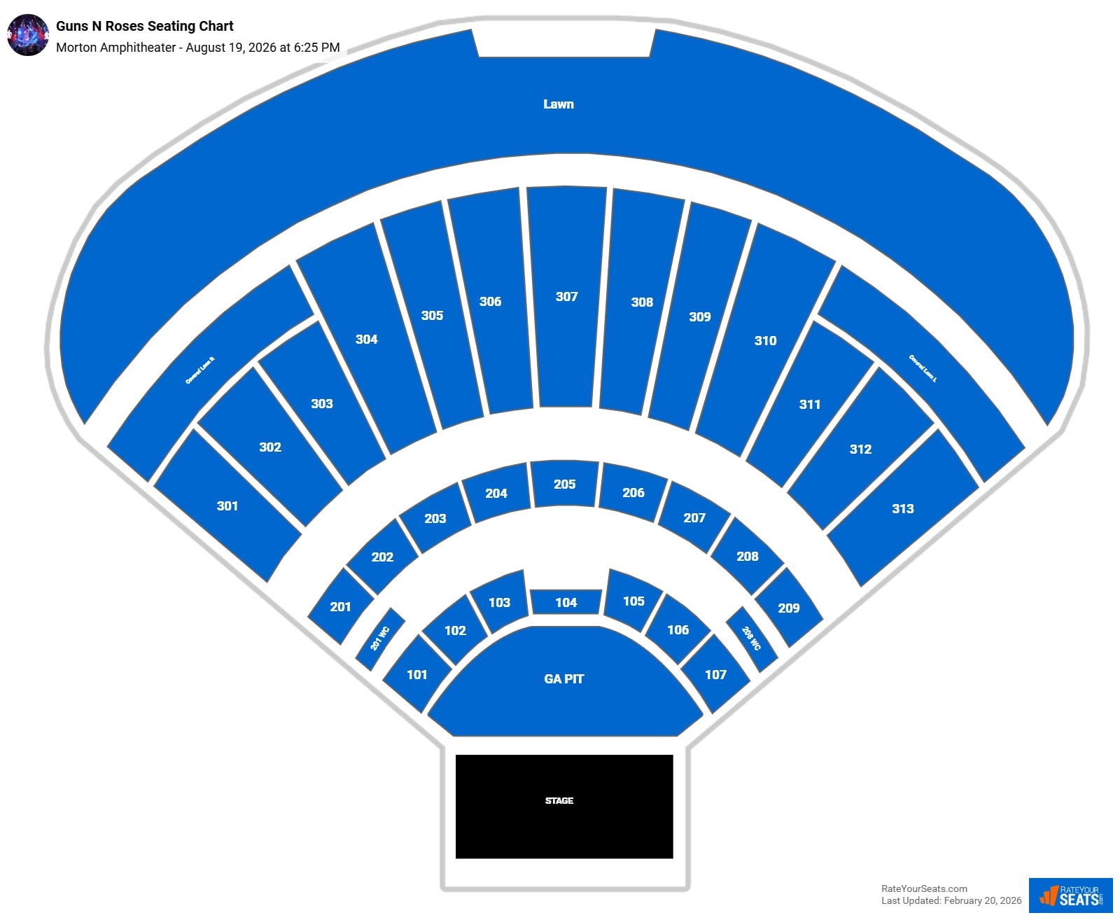 Guns N Roses seating chart Morton Amphitheater