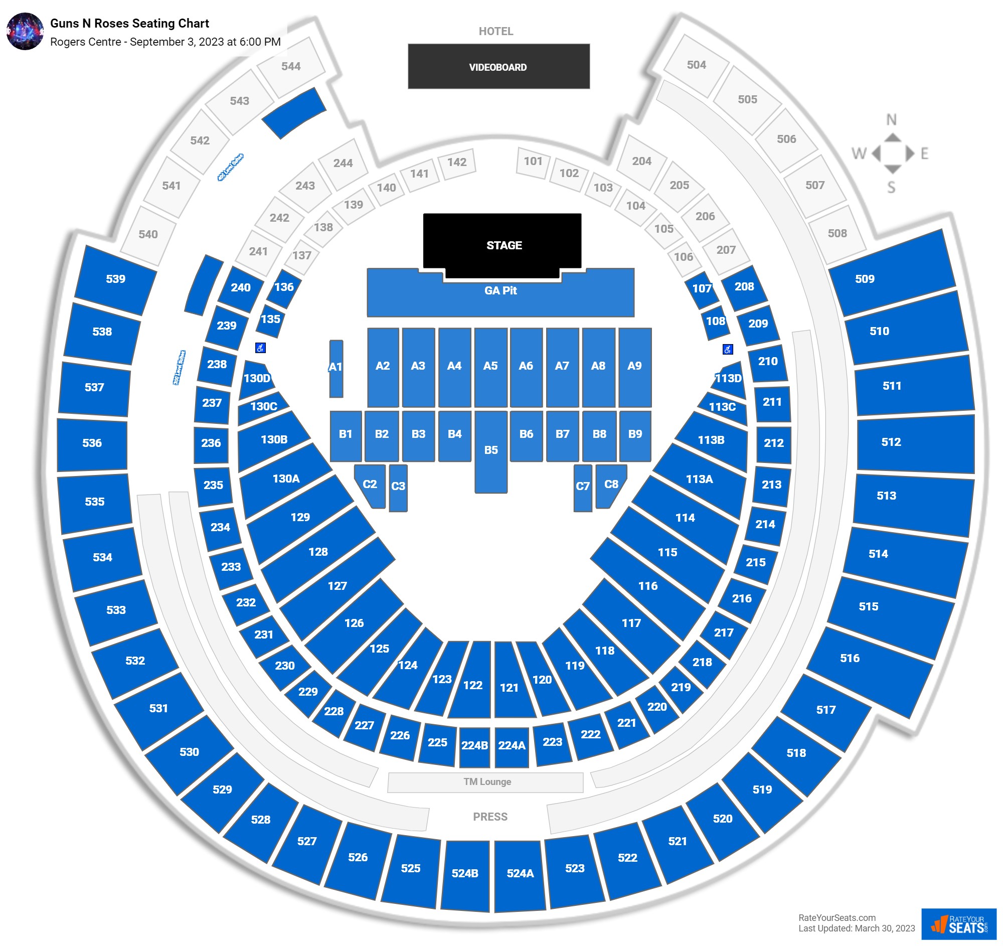 Rogers Centre Concert Seating Chart