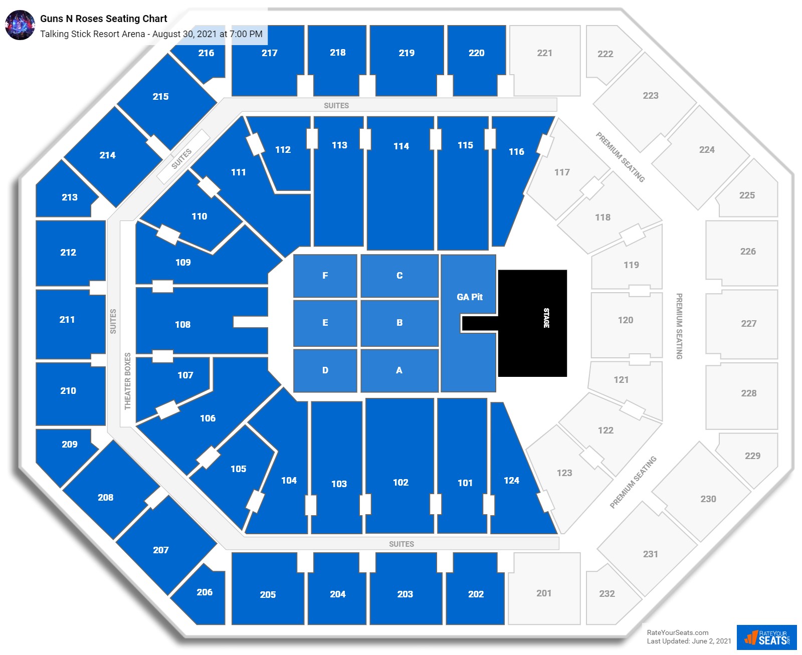 Talking Stick Resort Arena Seating Charts for Concerts