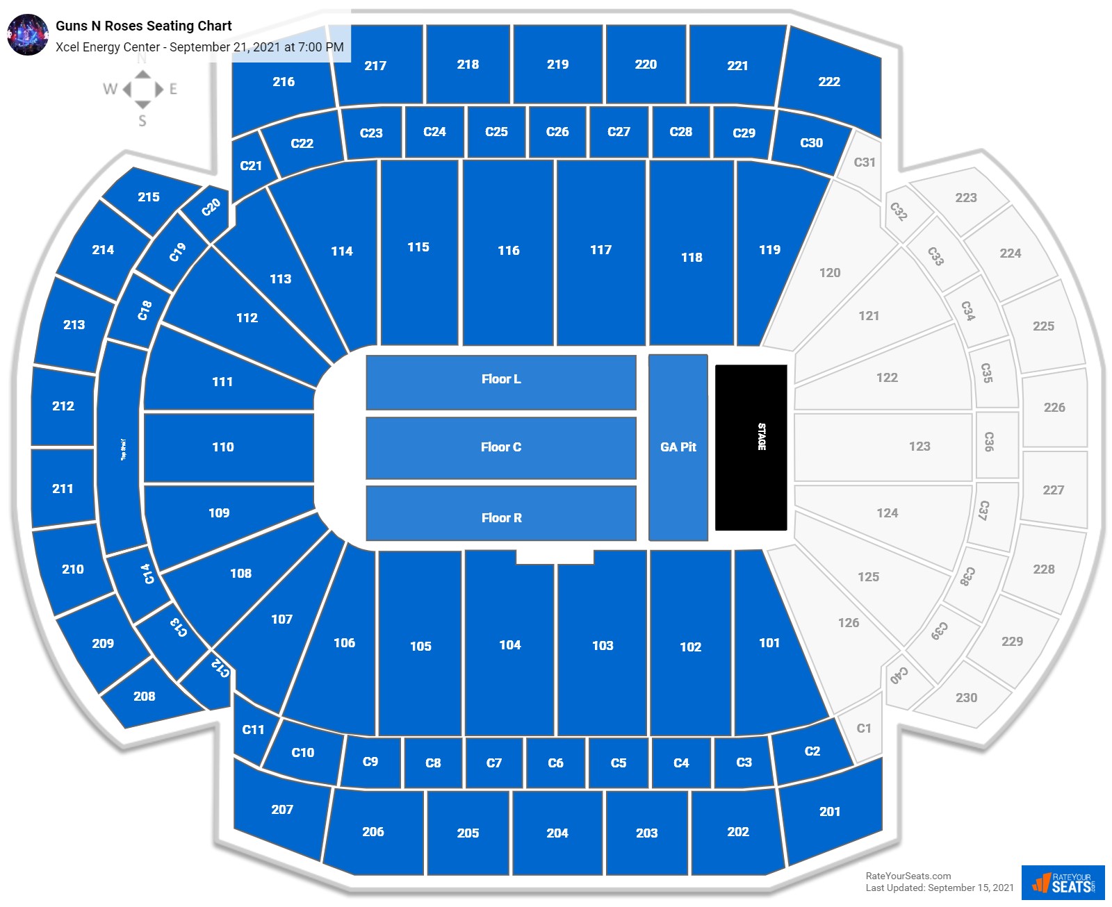Xcel Energy Center Seating Charts for Concerts