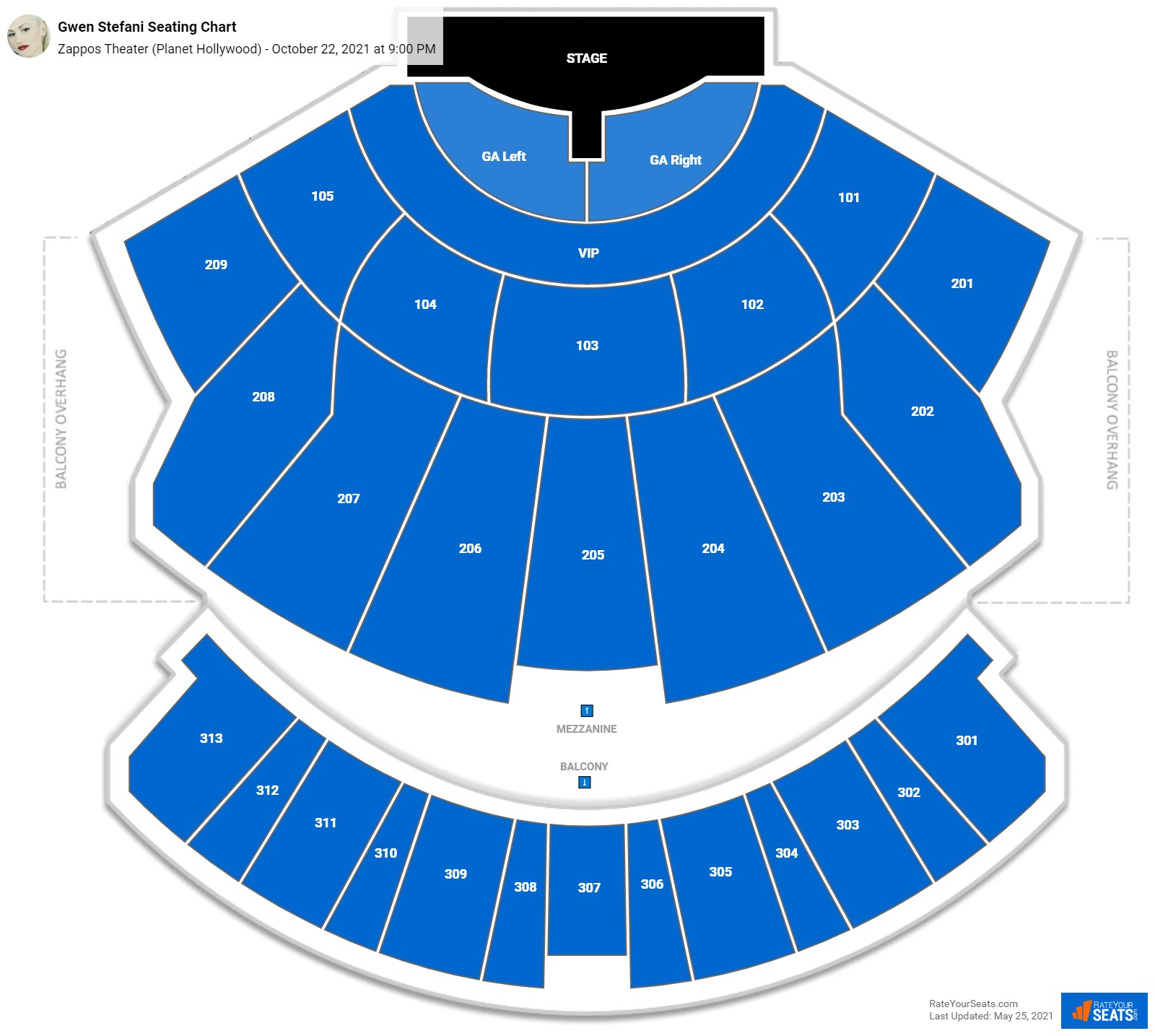 Gwen Stefani seating chart Zappos Theater (Planet Hollywood)