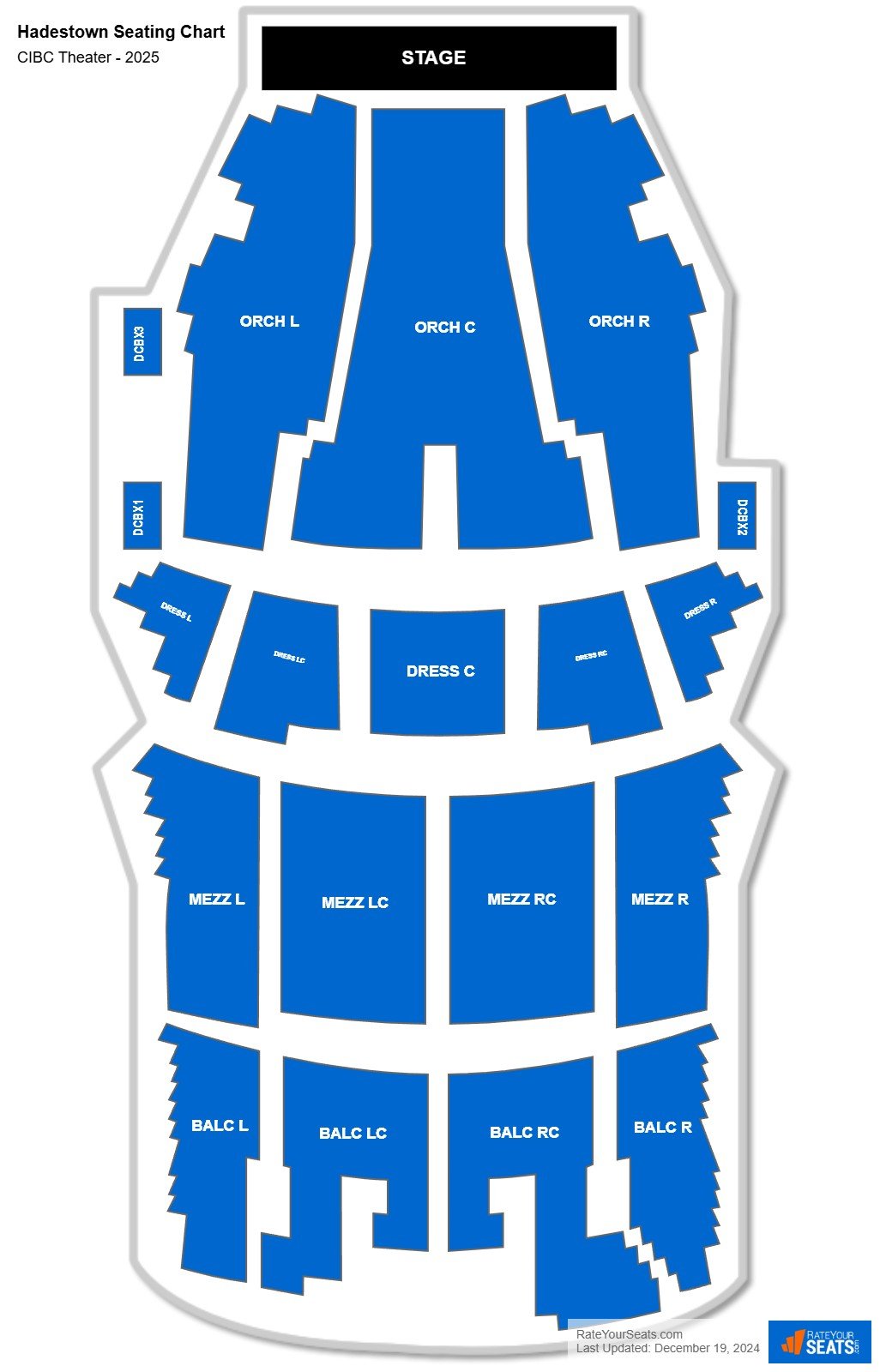 Hadestown seating chart CIBC Theater