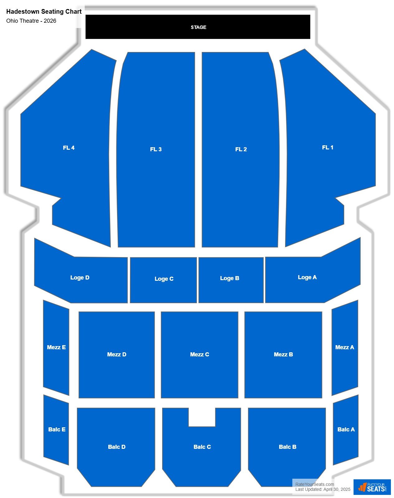 Hadestown seating chart Ohio Theatre