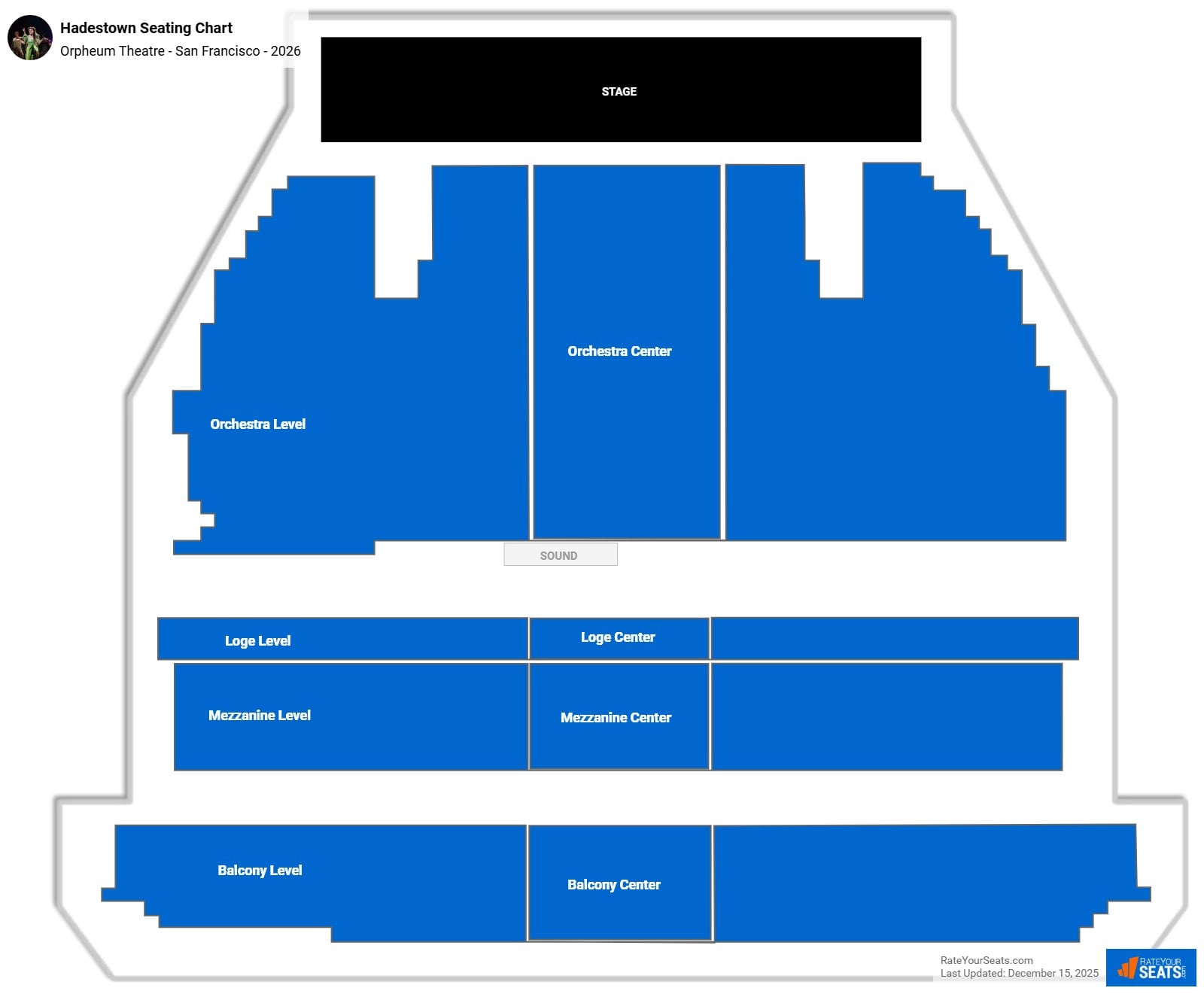 Hadestown seating chart Orpheum Theatre - San Francisco