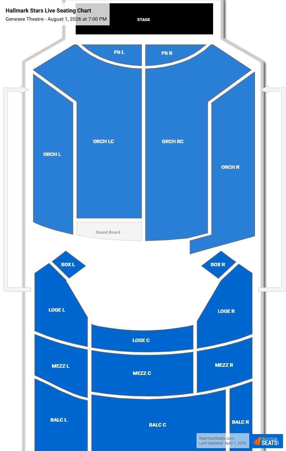 Hallmark Stars Live seating chart Genesee Theatre