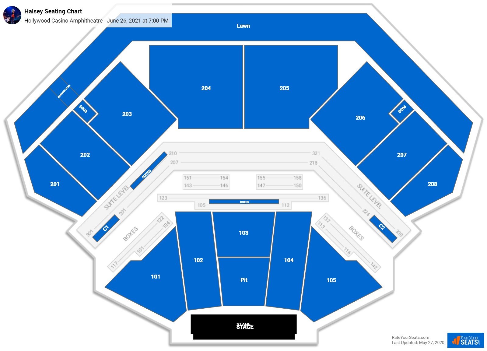 Halsey seating chart Hollywood Casino Amphitheatre