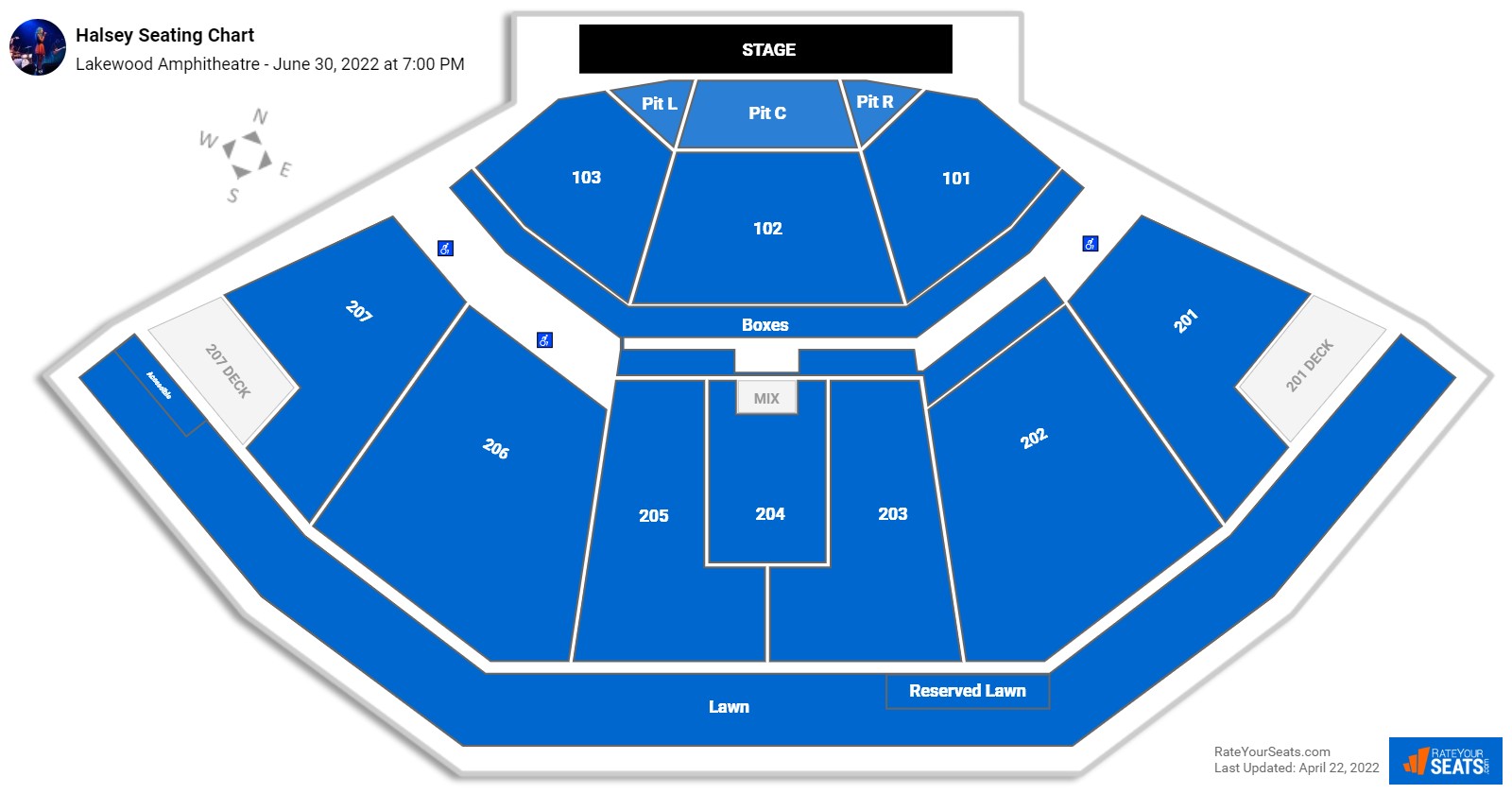 Halsey seating chart Lakewood Amphitheatre