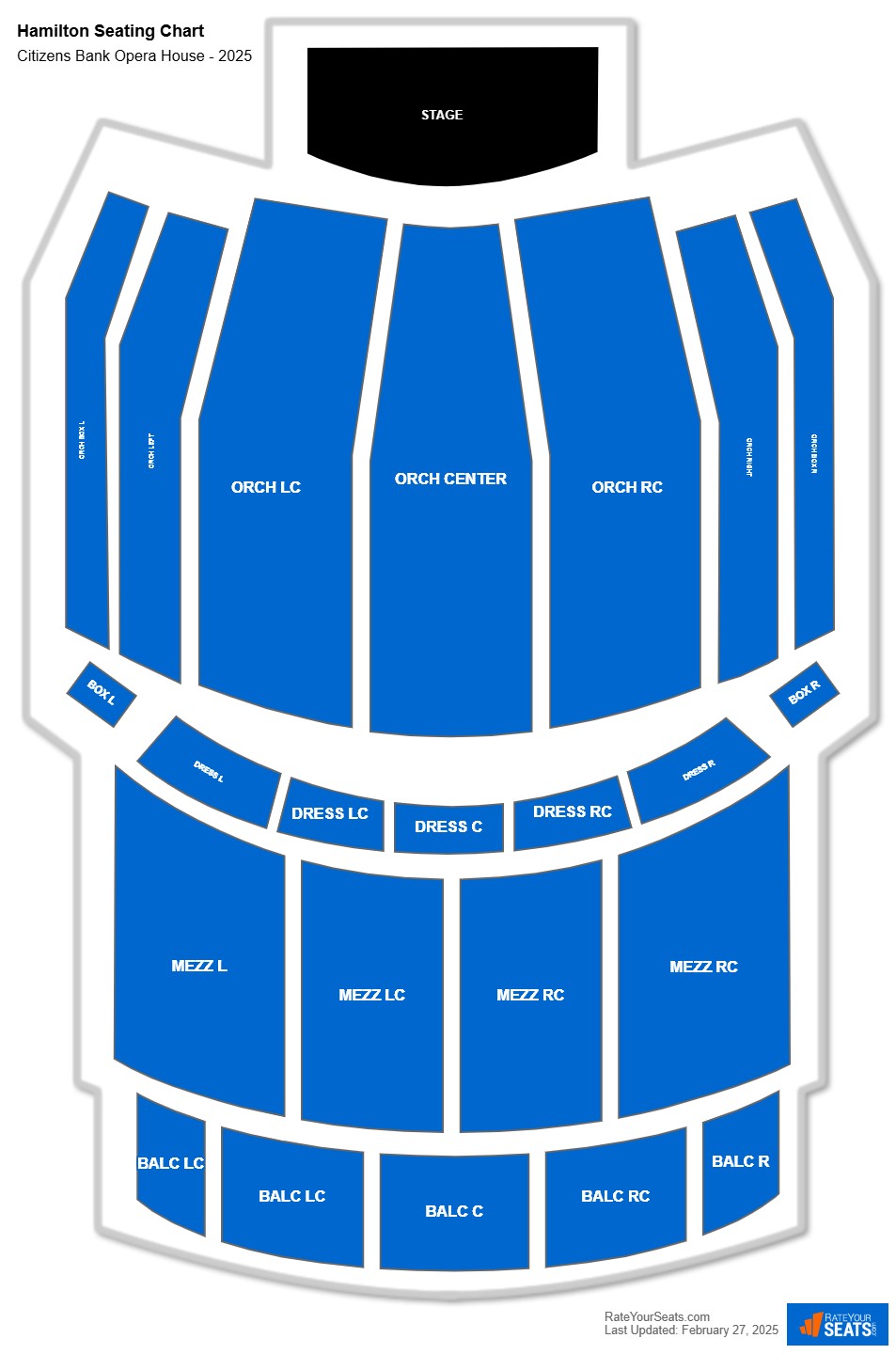 Hamilton seating chart Citizens Bank Opera House
